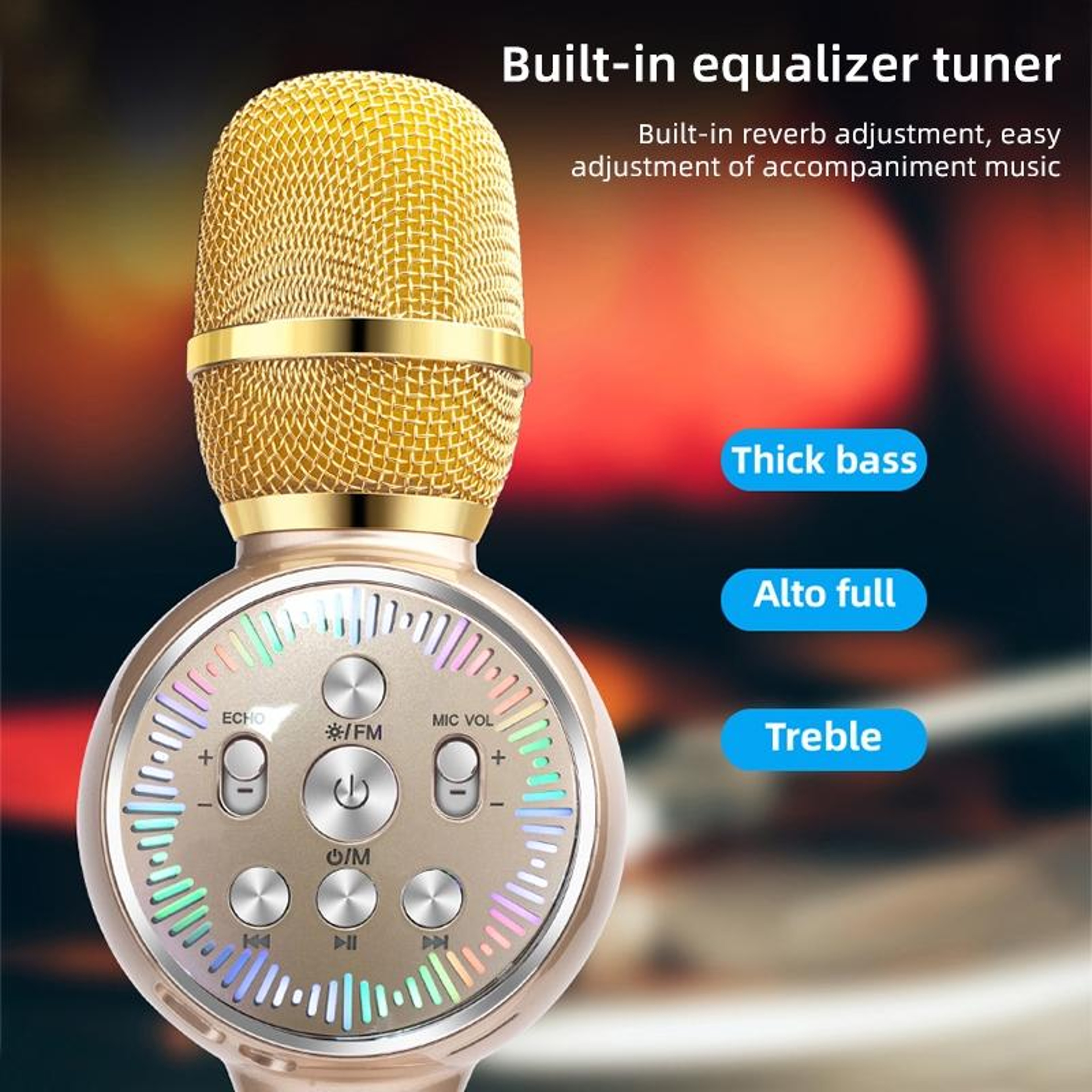 K2 Bluetooth Karaoke Wireless Microphone With Colorful LED Lights 5