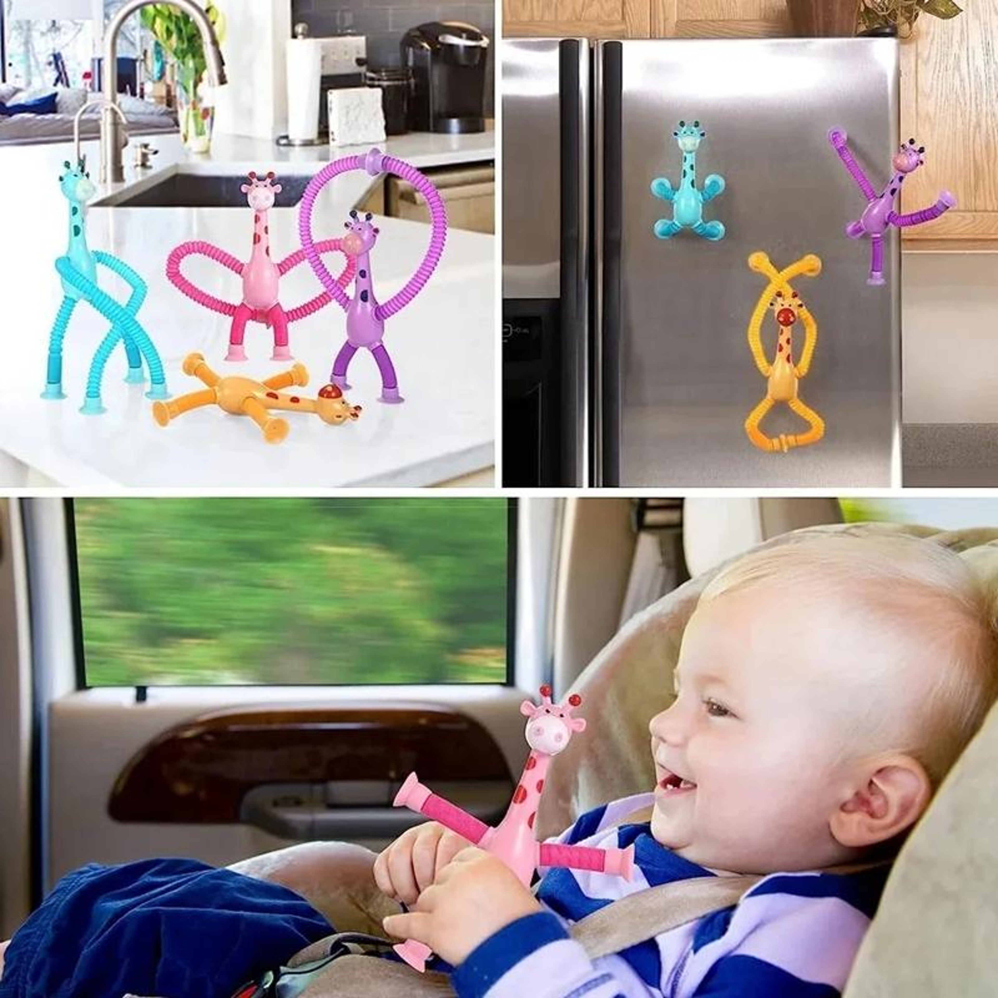 Telescopic Giraffe Suction Cup Toy Stretch Pop Tube Sensory Toy For Kids 7