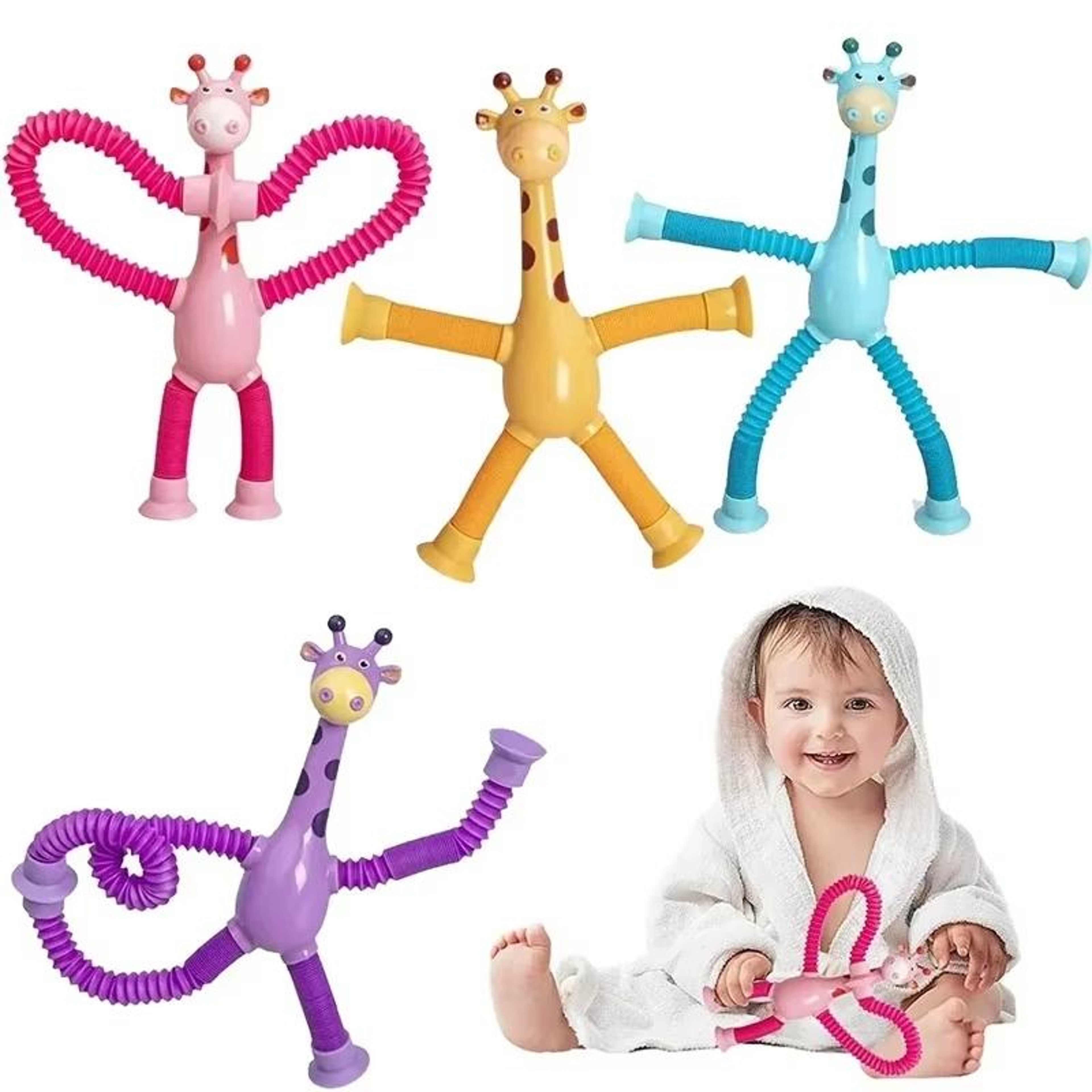 Telescopic Giraffe Suction Cup Toy Stretch Pop Tube Sensory Toy For Kids 4
