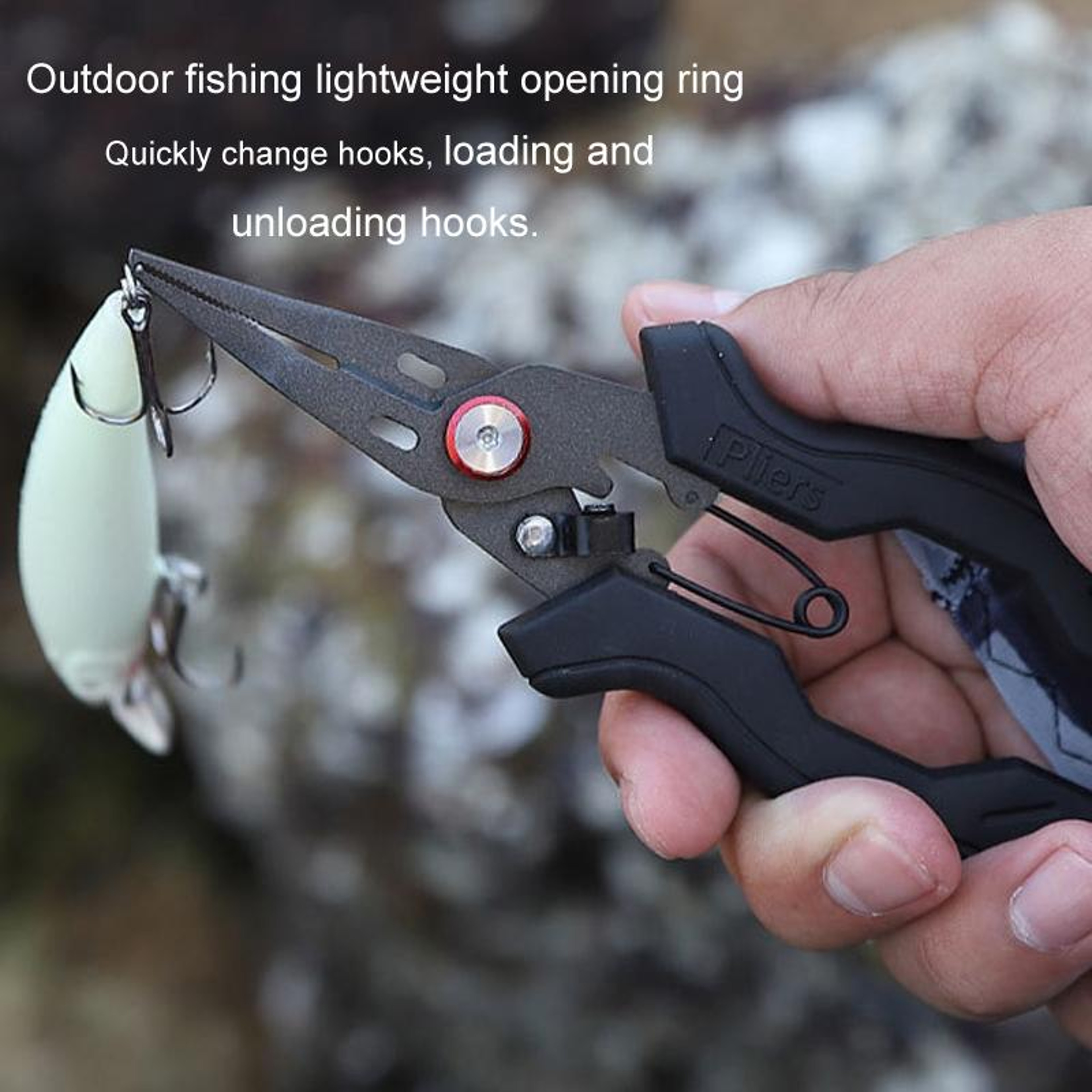 Teflon Coated Fishing Pliers Stainless Steel Multifunction Fishing Tool With Line Cutter And Split  4