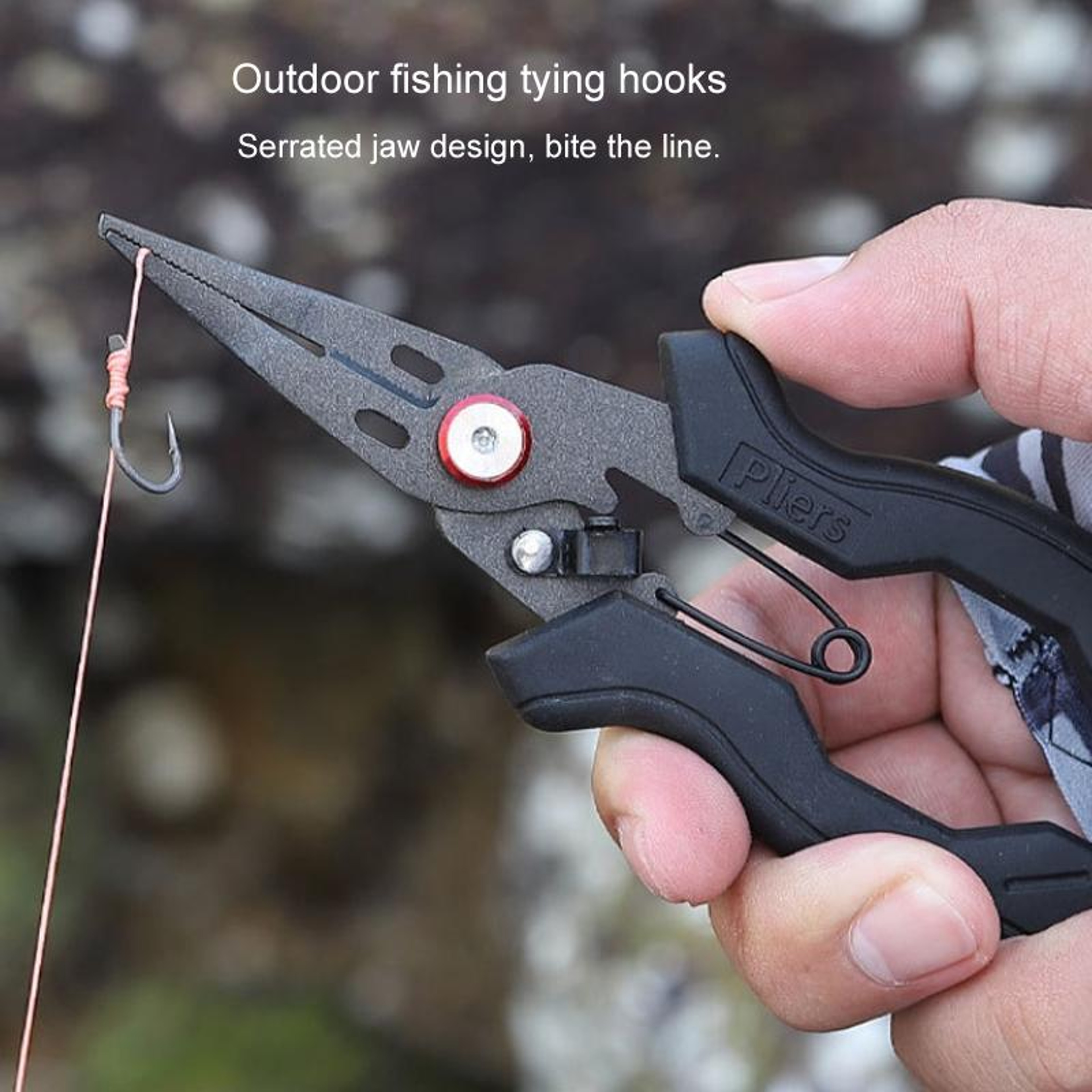 Teflon Coated Fishing Pliers Stainless Steel Multifunction Fishing Tool With Line Cutter And Split  5