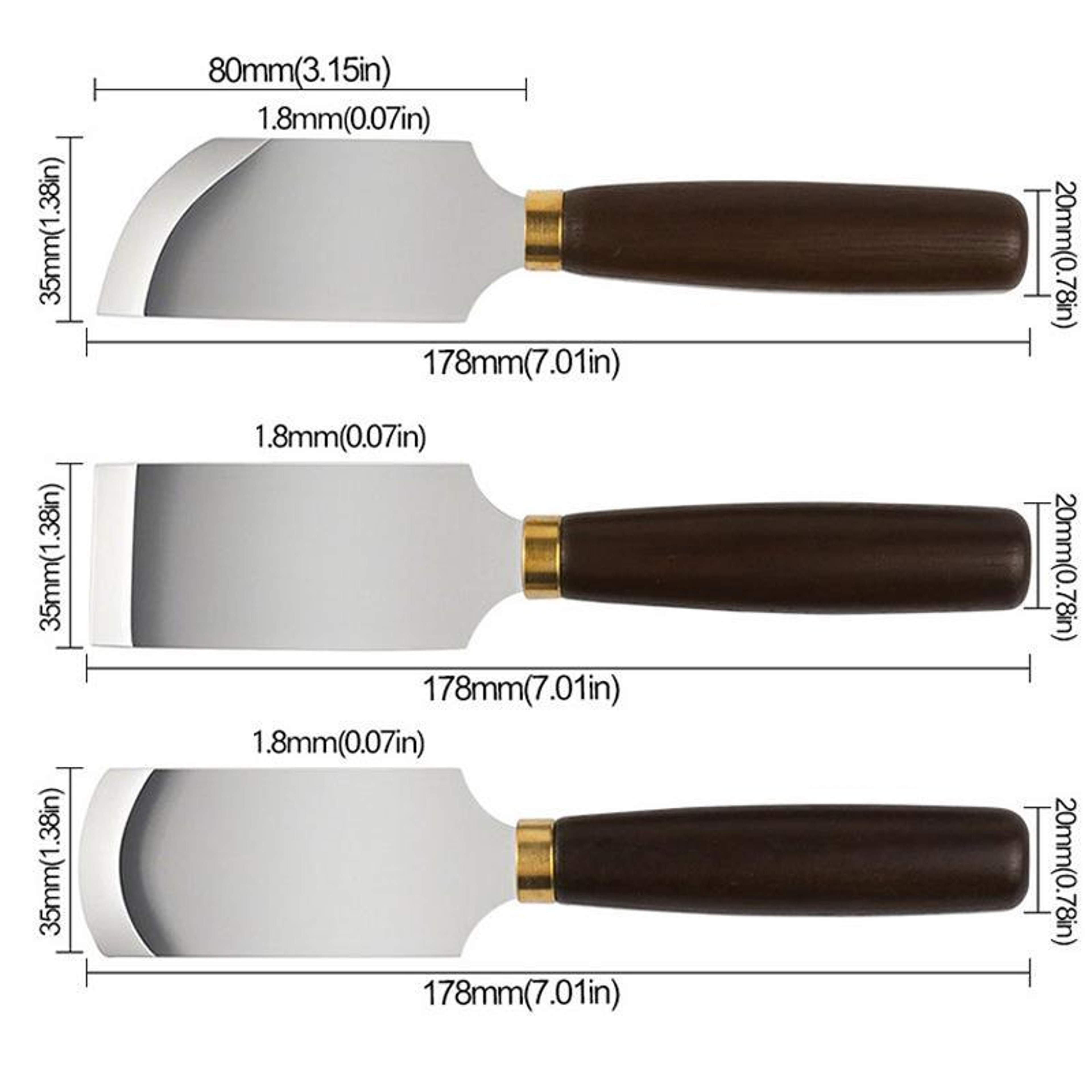 Professional Leather Skiving Knife Stainless Steel Leather Cutting Knife with Ergonomic Wood Handle – view 3