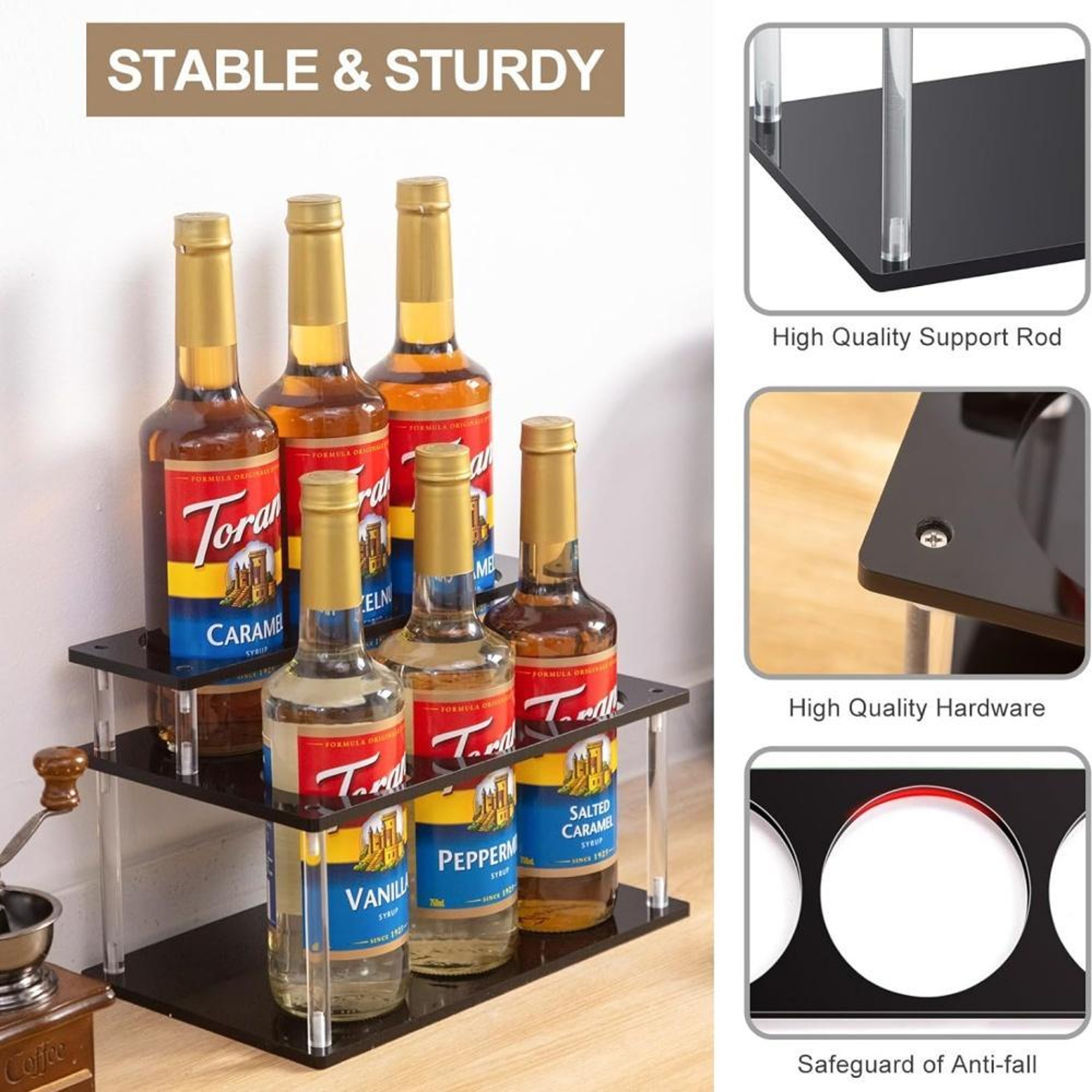 Acrylic Coffee Syrup Organizer Rack For Coffee Bar Kitchen Counter And Condiment Storage 2
