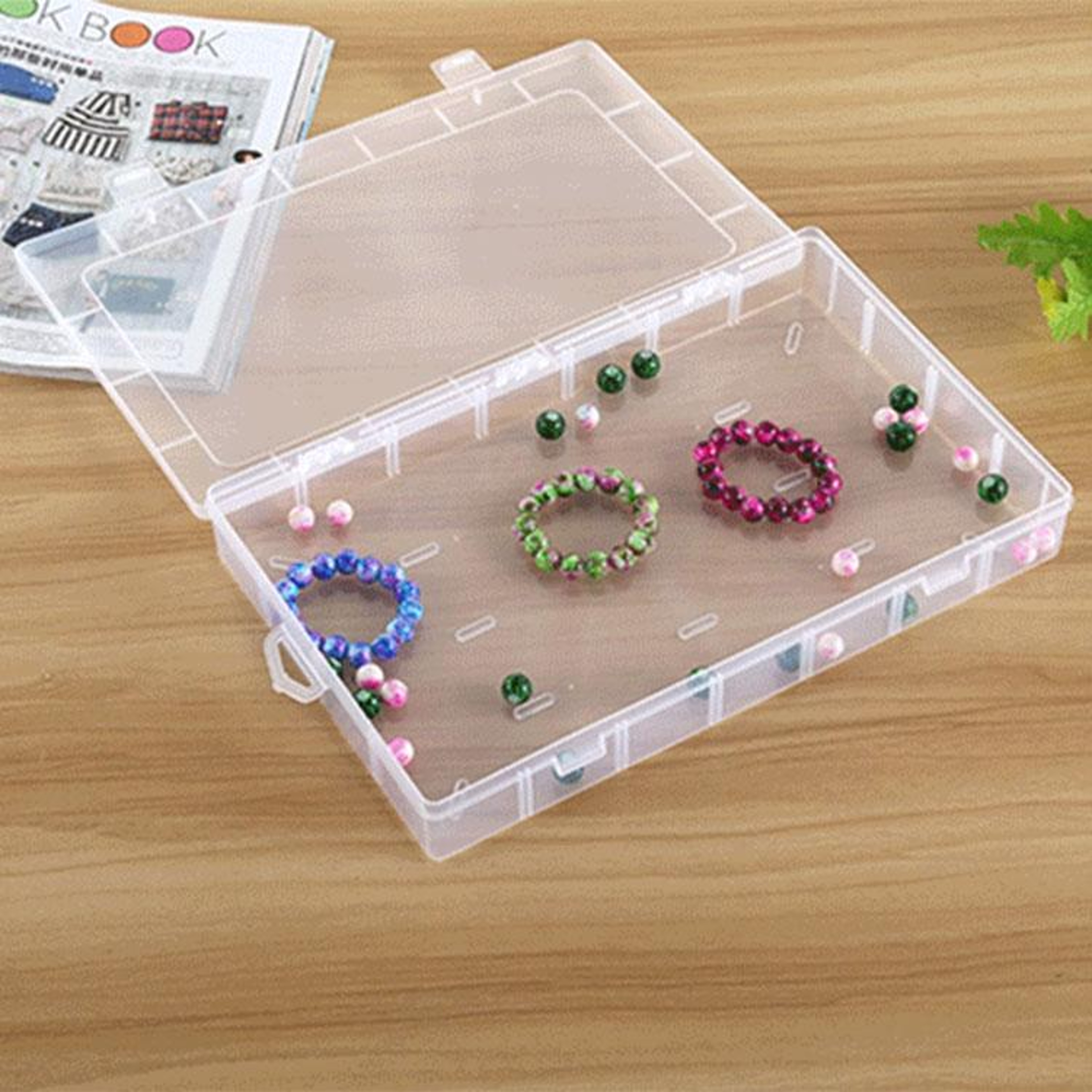 Jewelry Organizer Box with Removable Dividers Clear Plastic Storage Box for Small Accessories – view 4