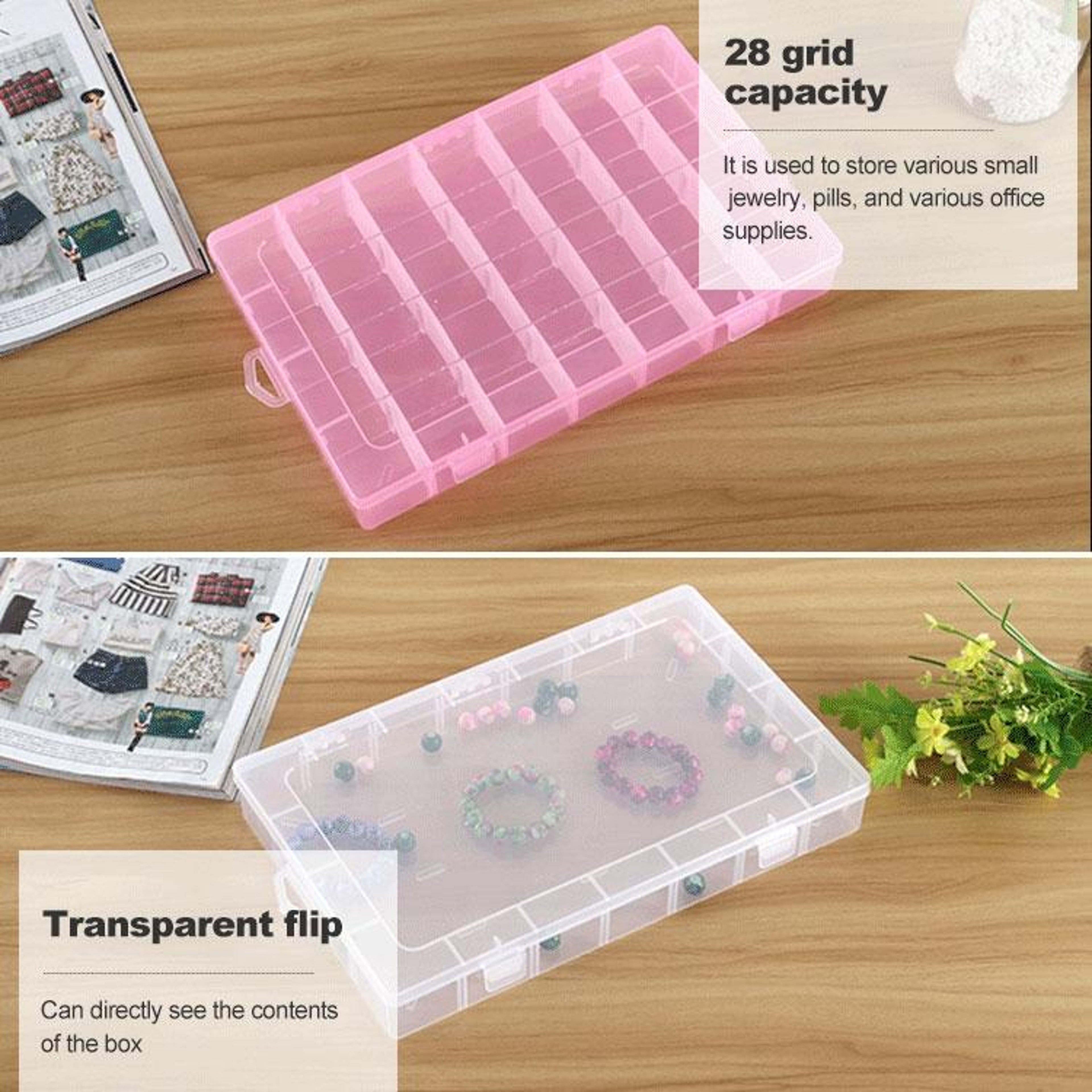 Jewelry Organizer Box with Removable Dividers Clear Plastic Storage Box for Small Accessories – view 9