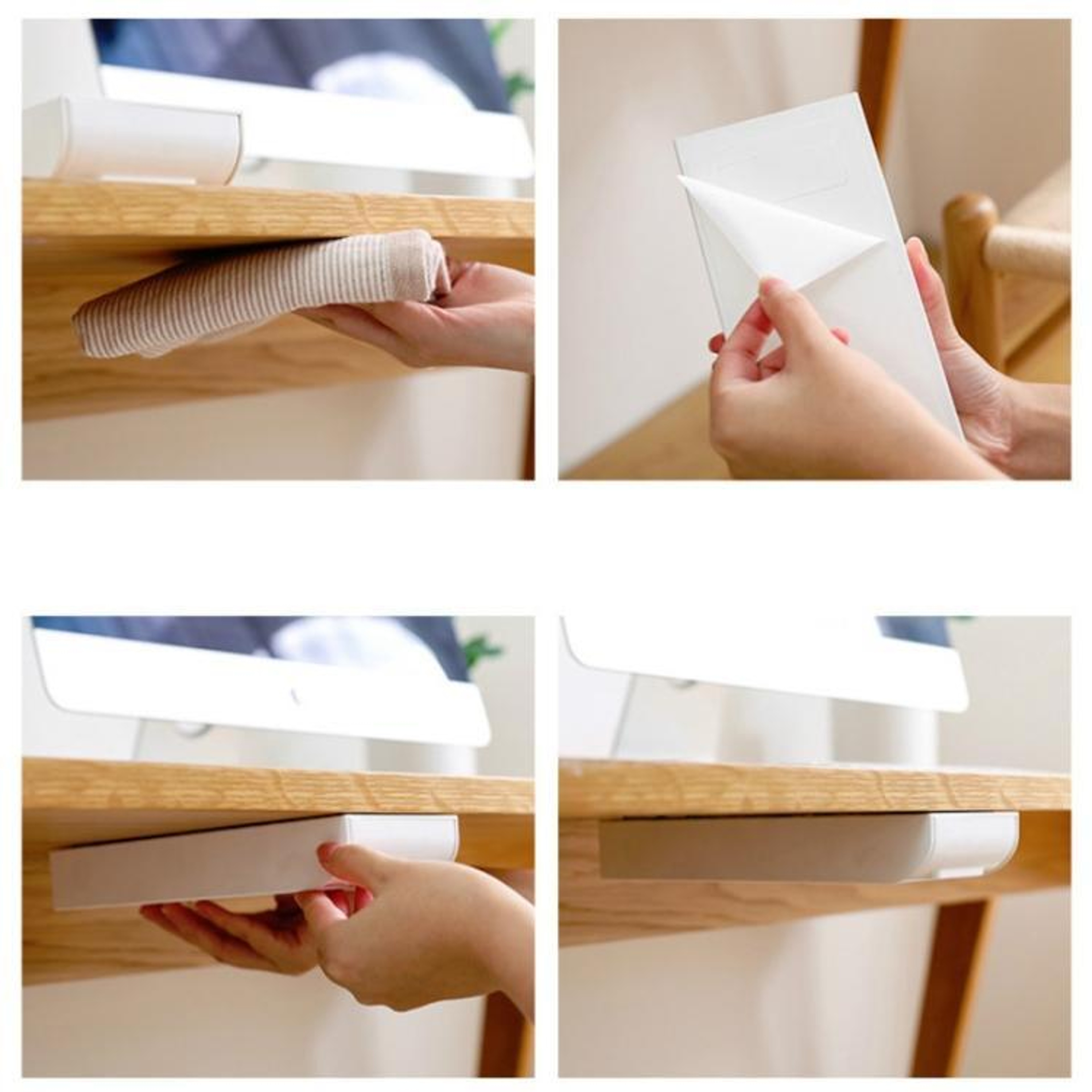 Hidden Under Desk Drawer Organizer Self Adhesive Desk Storage Drawer For Home Office Study 7