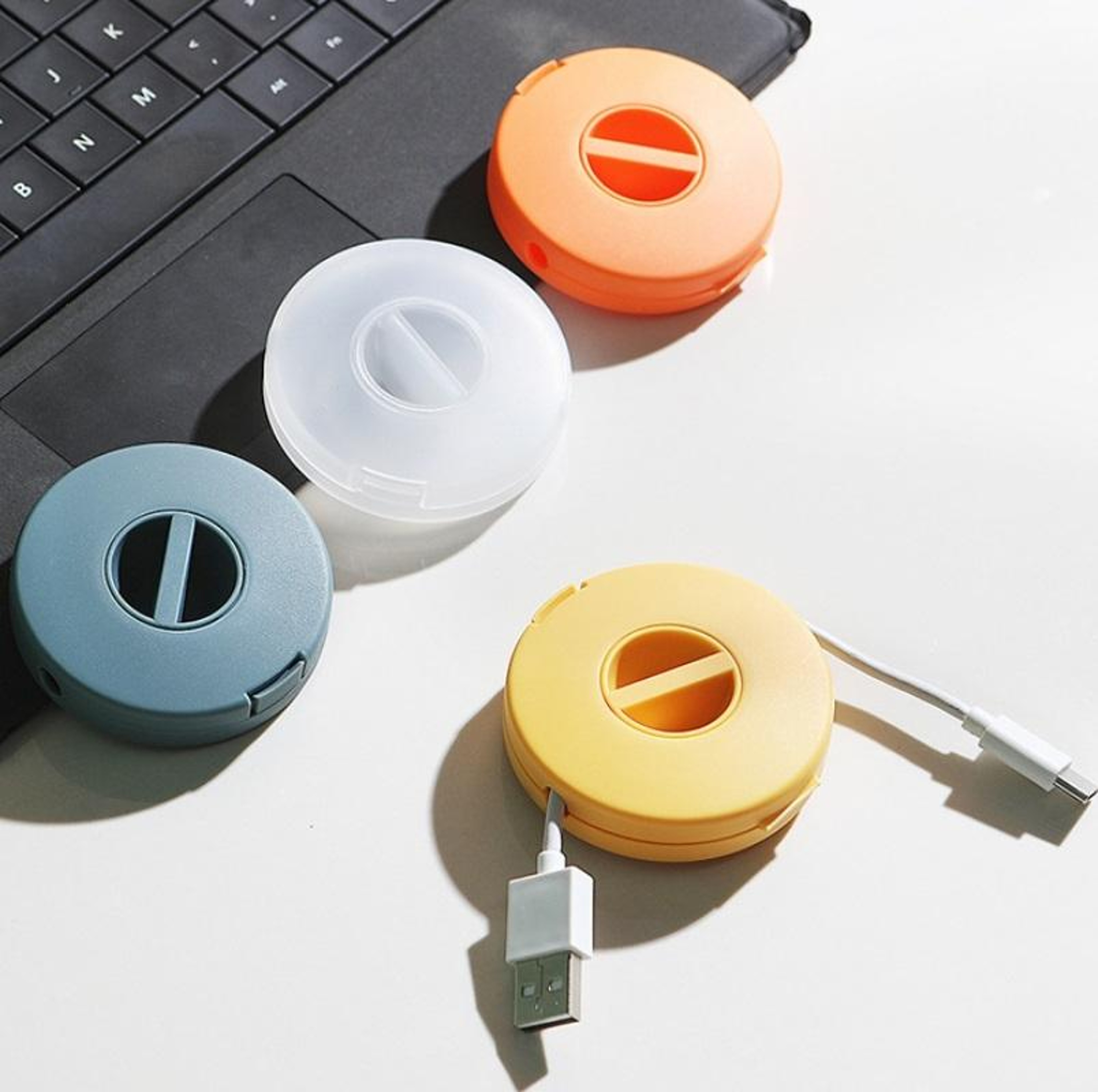 Portable Cable Organizer Case Round Earphone Storage Box for Cables Chargers and Small Accessories – view 3
