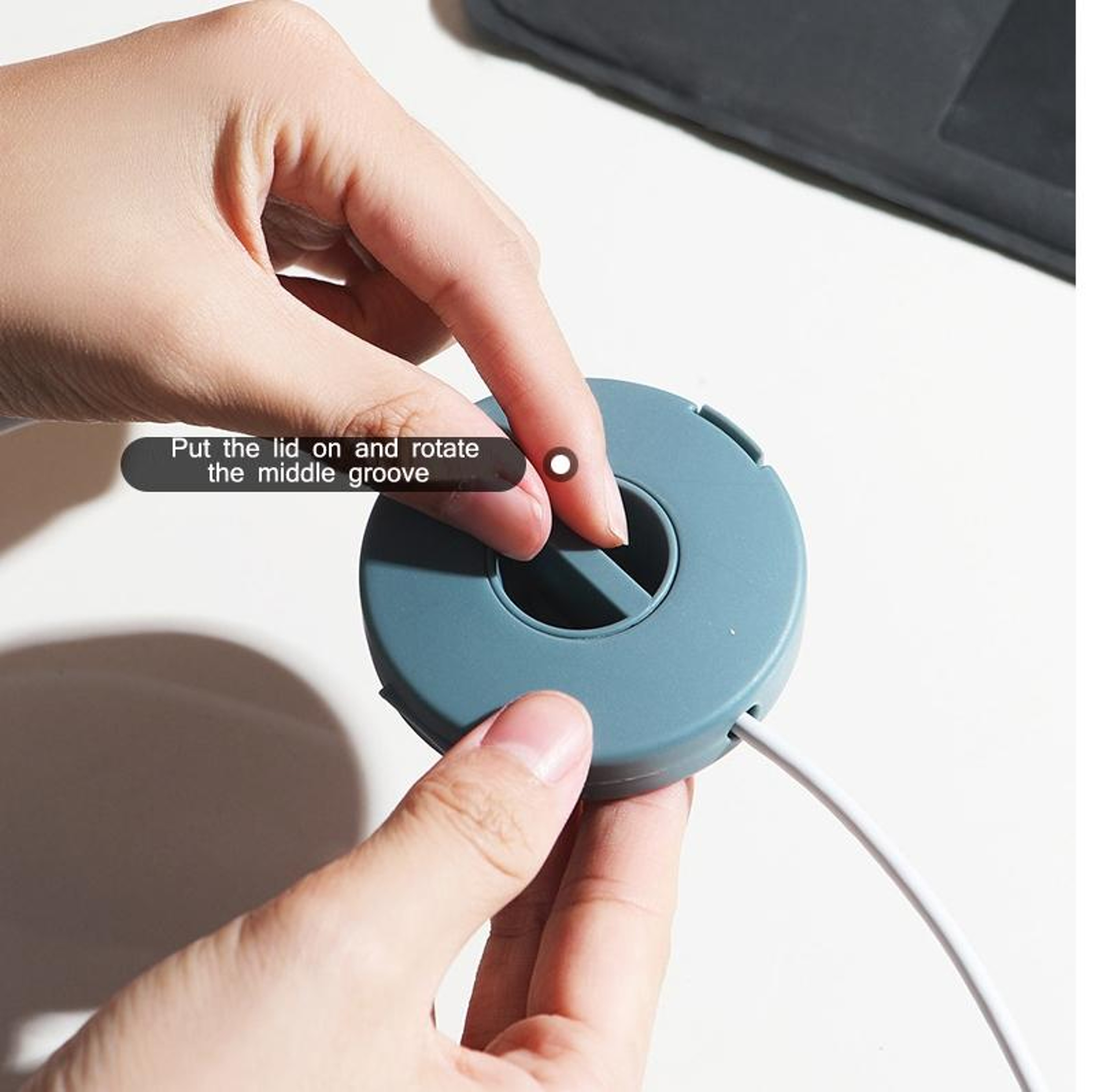 Portable Cable Organizer Case Round Earphone Storage Box for Cables Chargers and Small Accessories – view 7