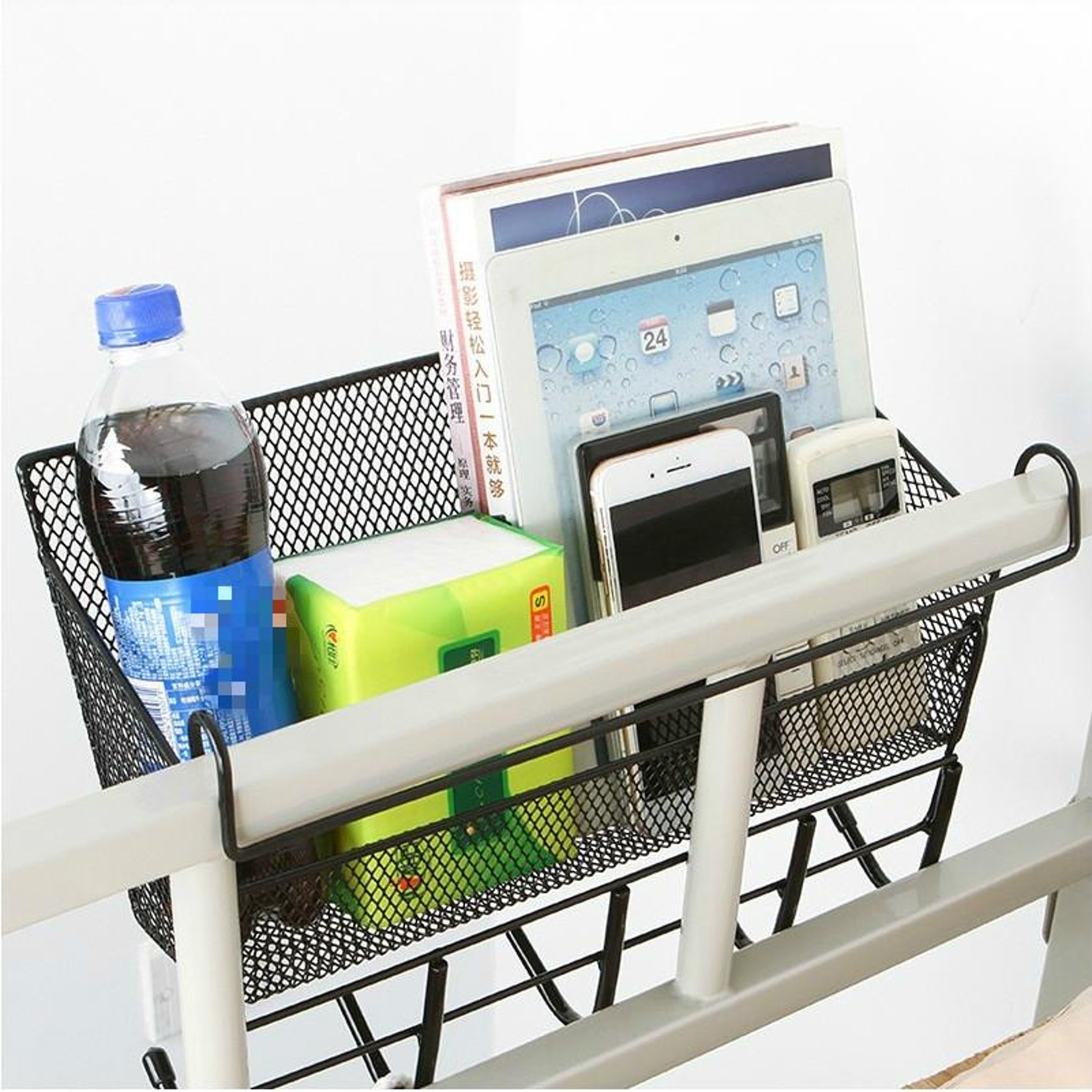 Dorm Bedside Storage Rack Hanging Bedside Organizer Basket with Heavy Duty Hooks – view 6