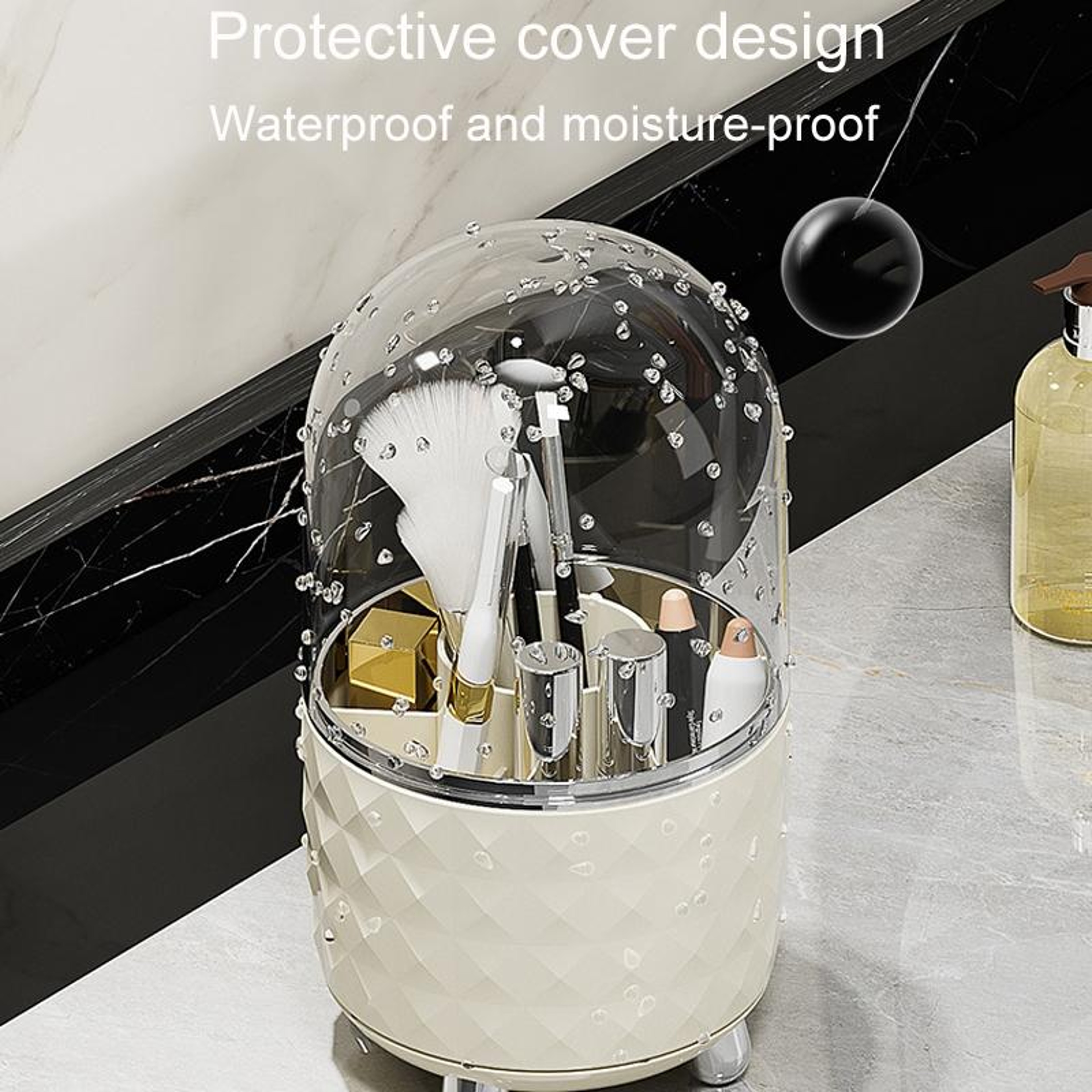 Rotating Cosmetic Organizer Dustproof Makeup Storage Box Large Capacity Vanity Desktop Holder 5