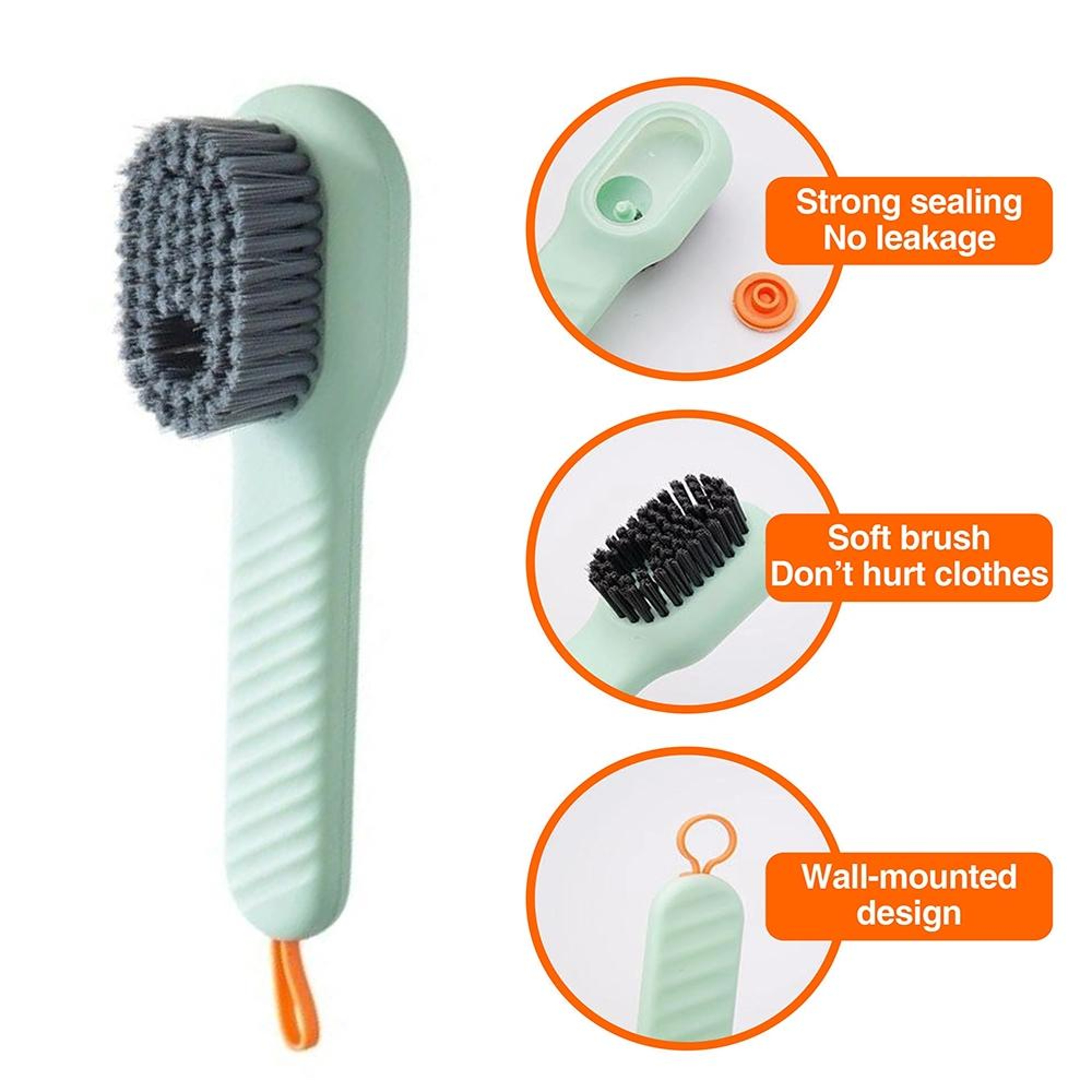 Liquid Shoe Cleaning Brush Set With Soft Bristle Shoe Brush And Built In Soap Dispenser 1