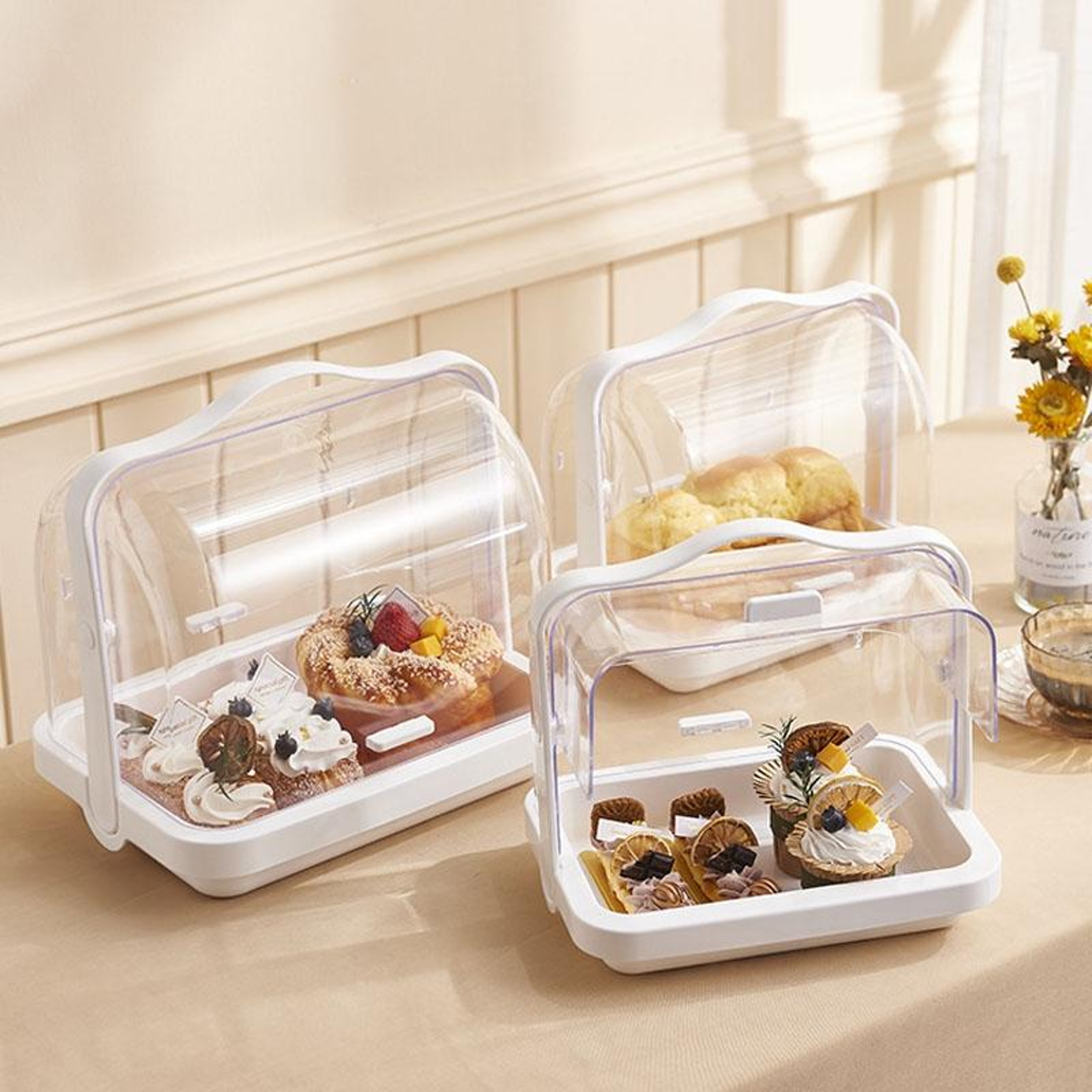 Transparent Bread Storage Box With Dustproof Lid Multi Purpose Kitchen Storage Organizer 1
