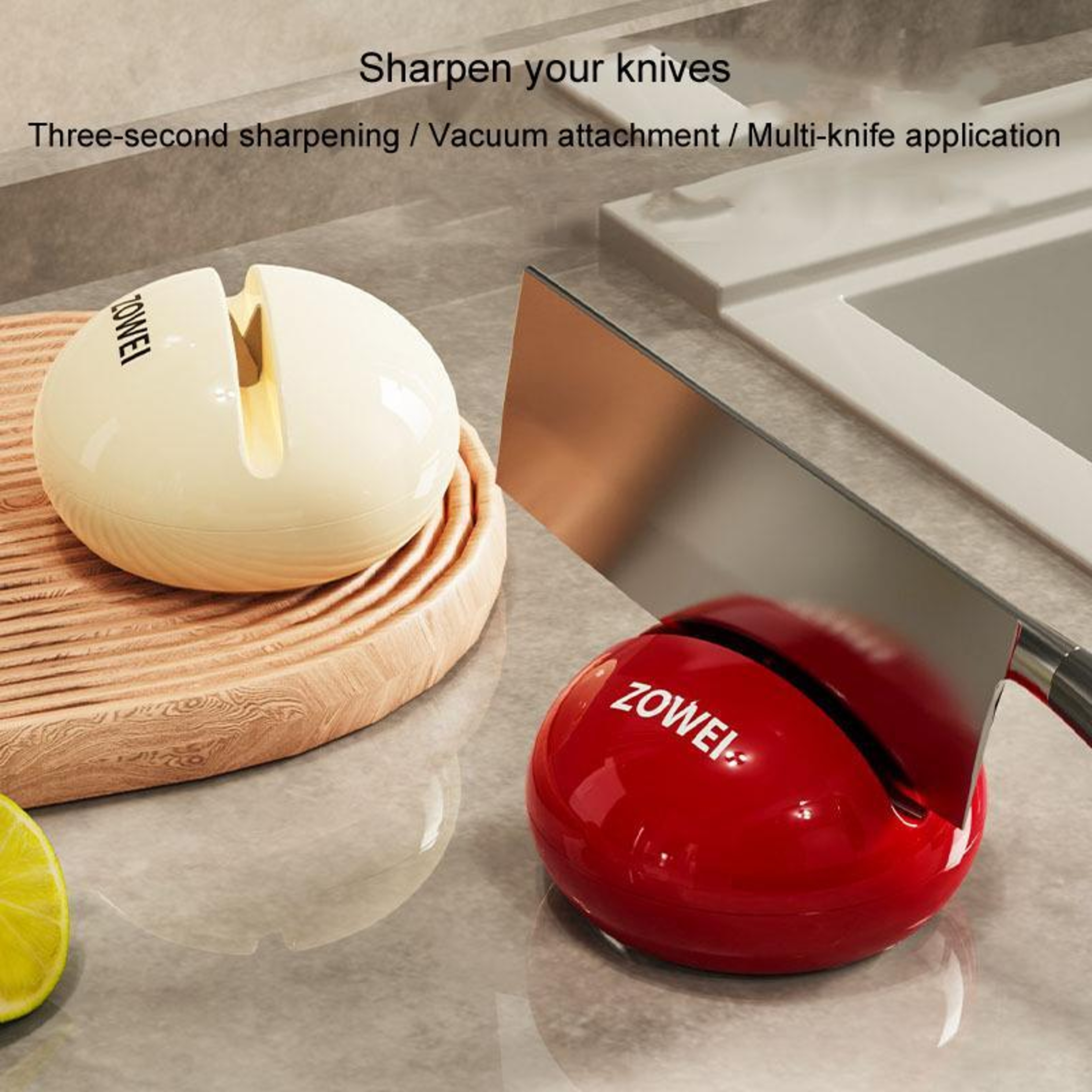 Suction Cup Knife Sharpener with Tungsten Steel Quick Sharpening Tool for Kitchen Knives – view 3