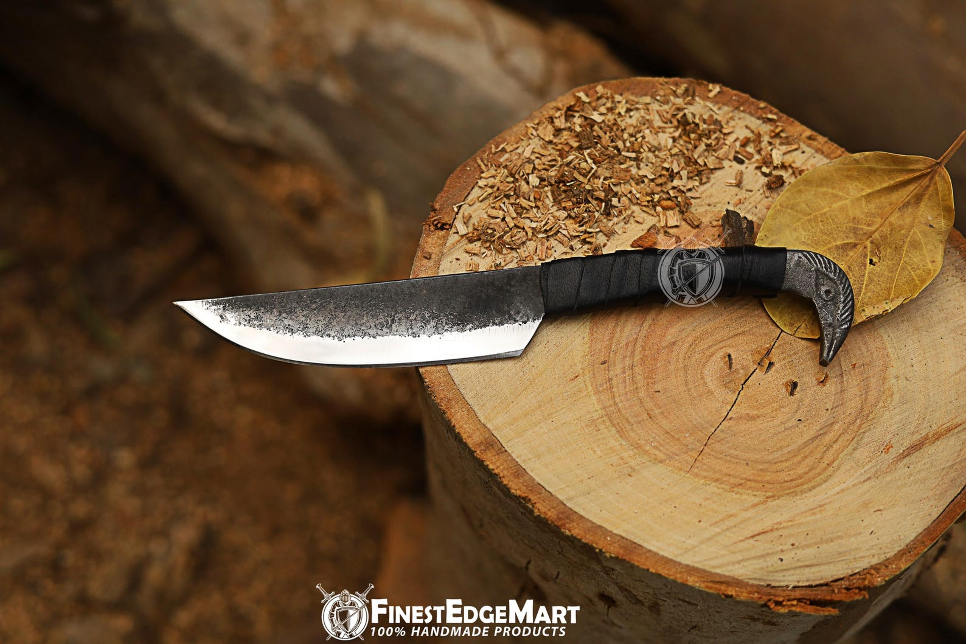 Handmade Viking Raven Head Knife With Carbon Steel Blade And Leather Sheath  Unique Collectible Gif