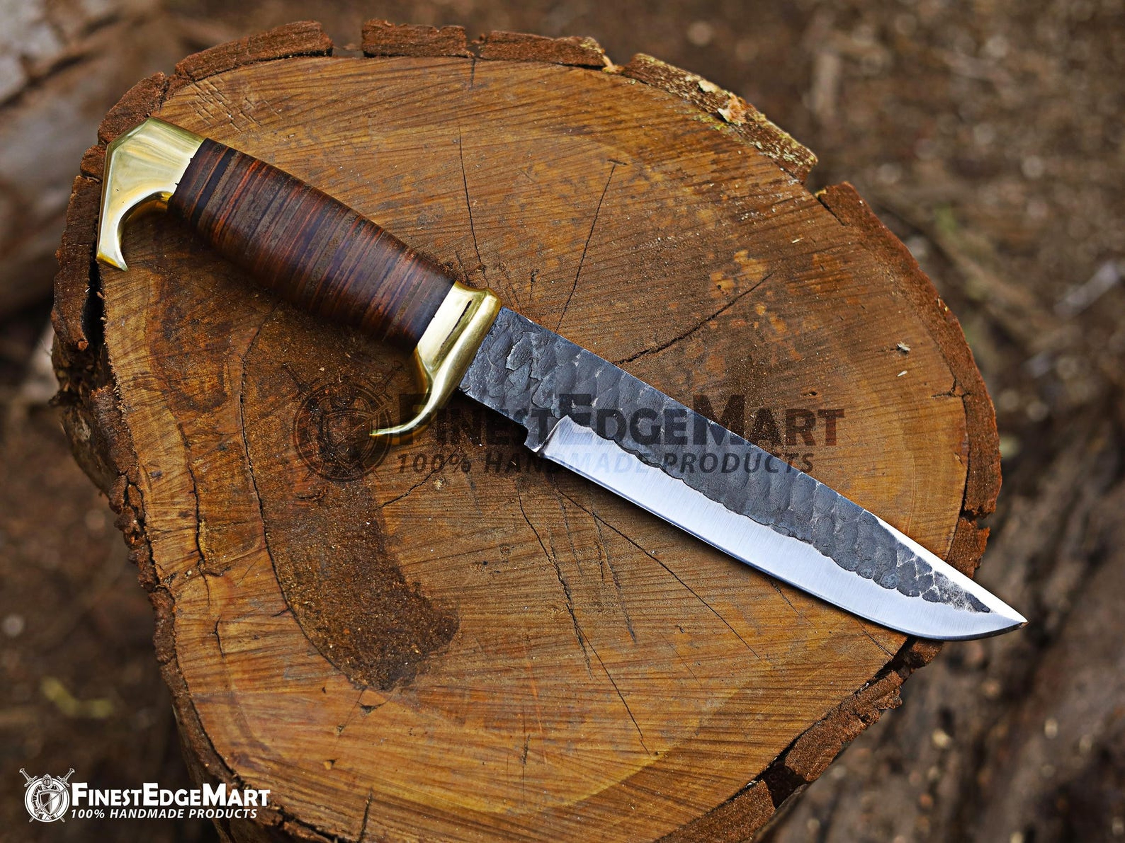 Handmade Forged Carbon Steel Bowie Knife With Leather Sheath And Customizable Handle For Outdoor Ad