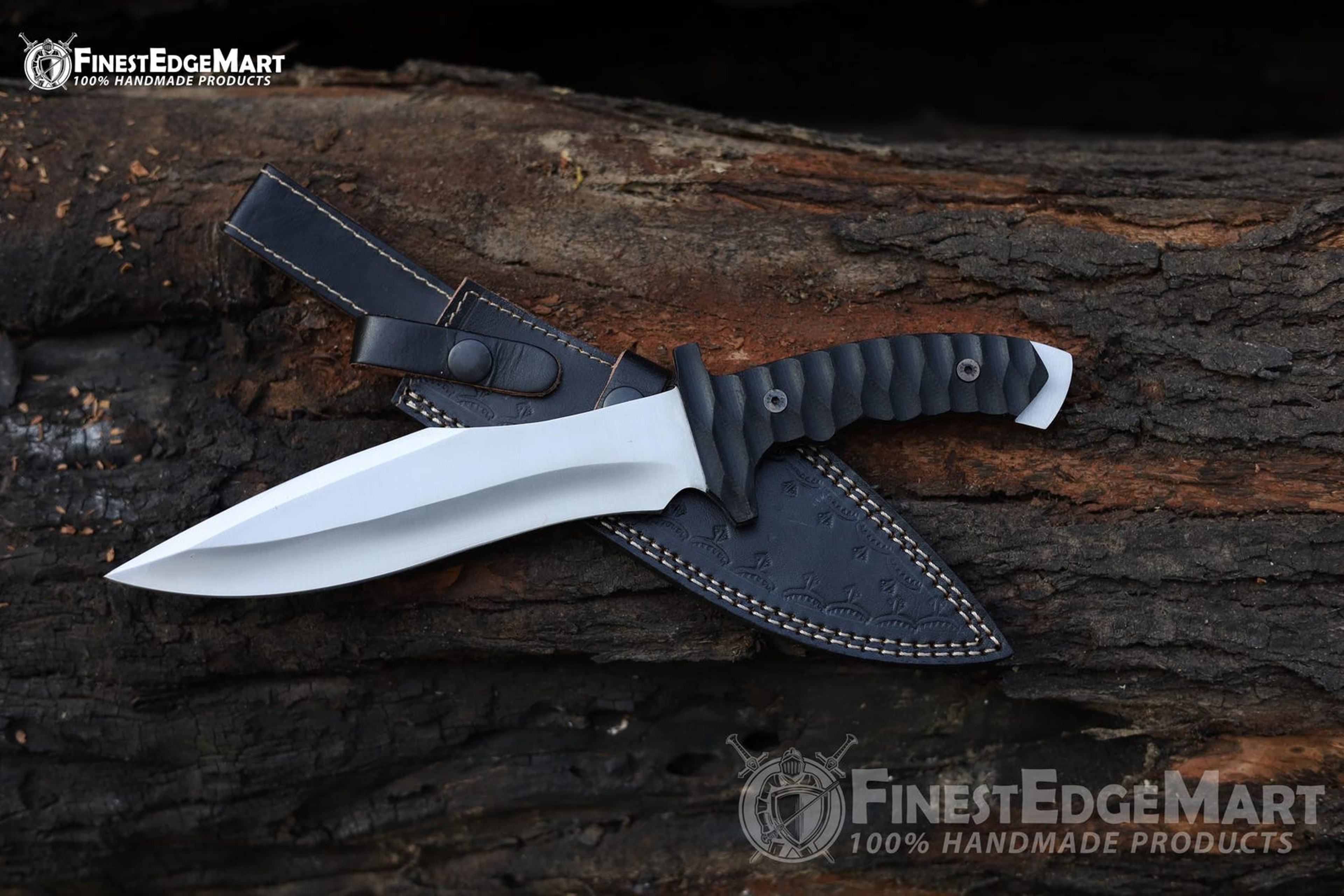 Handcrafted Carbon Steel Tanto Knife With Micarta Handle And Premium Leather Sheath  Perfect Gift F 9