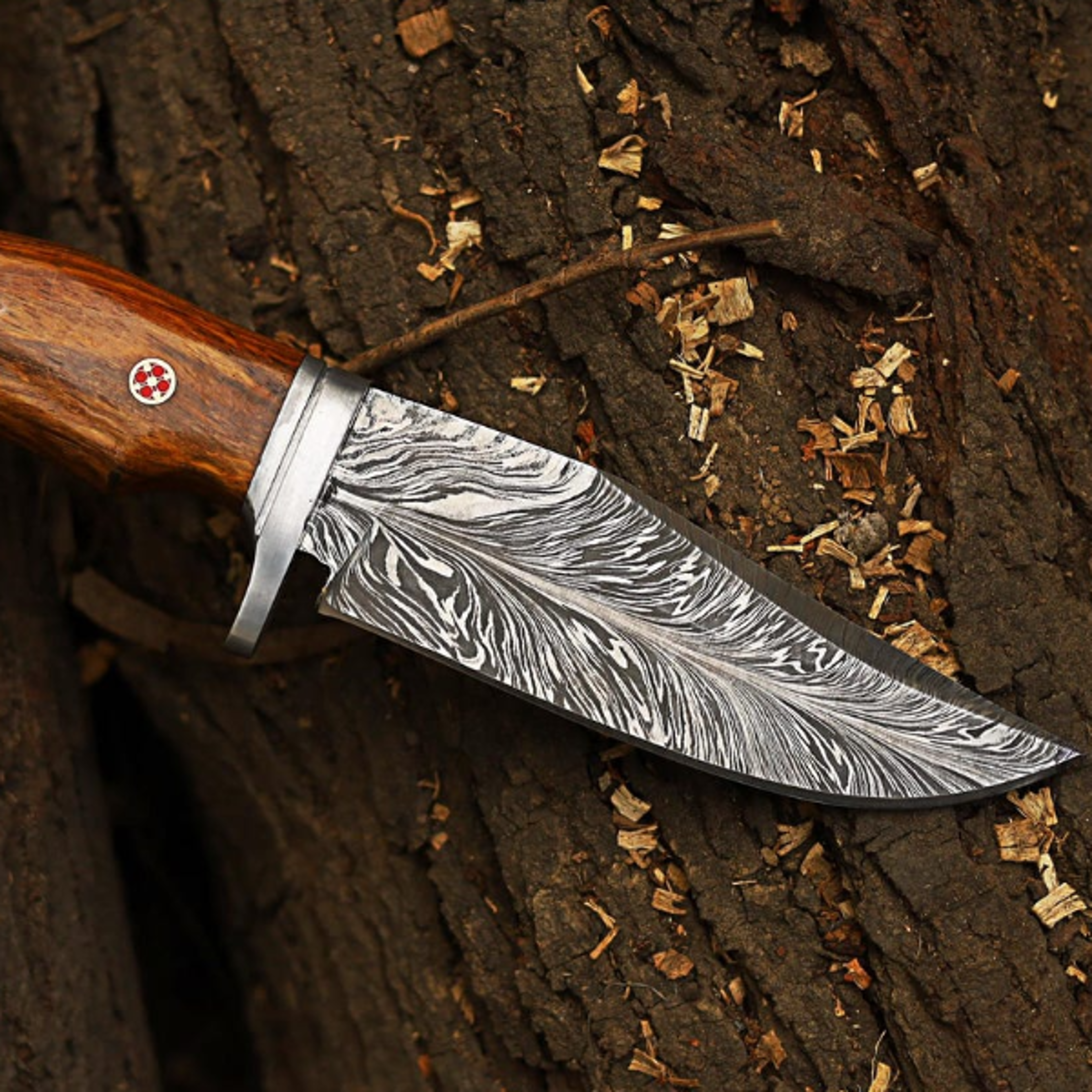 Handmade Damascus Steel Hunting Knife Gift For Him Fathers Day Groomsmen Gift Camping Knife 3