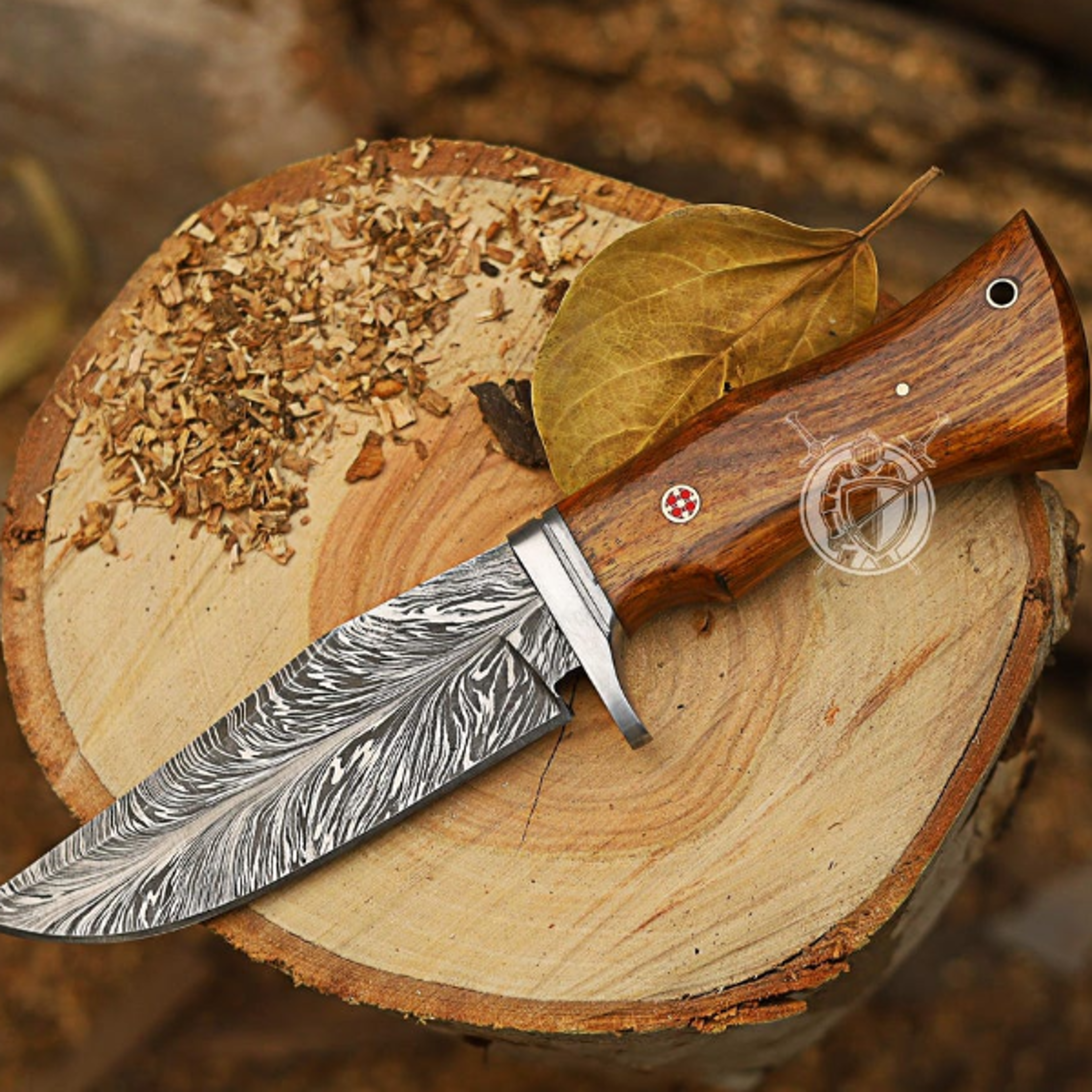 Handmade Damascus Steel Hunting Knife Gift For Him Fathers Day Groomsmen Gift Camping Knife 6