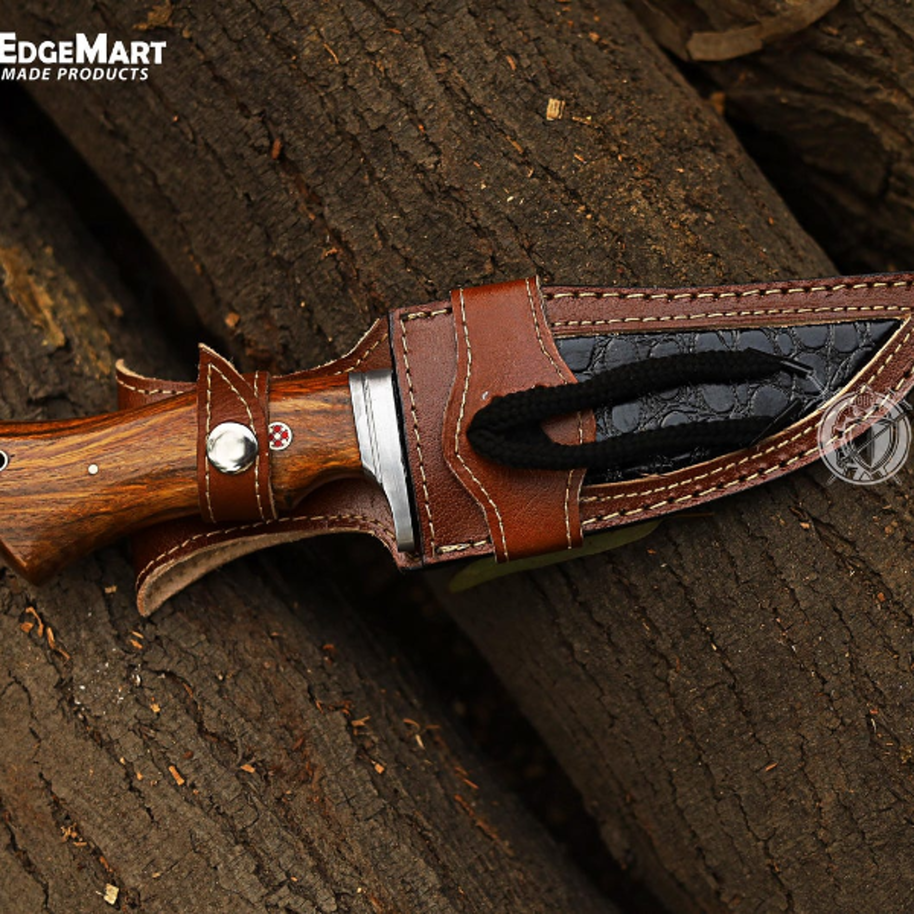 Premium Handmade Damascus Steel Bowie Knife With Leather Sheath  Perfect For Hunting Camping And Co