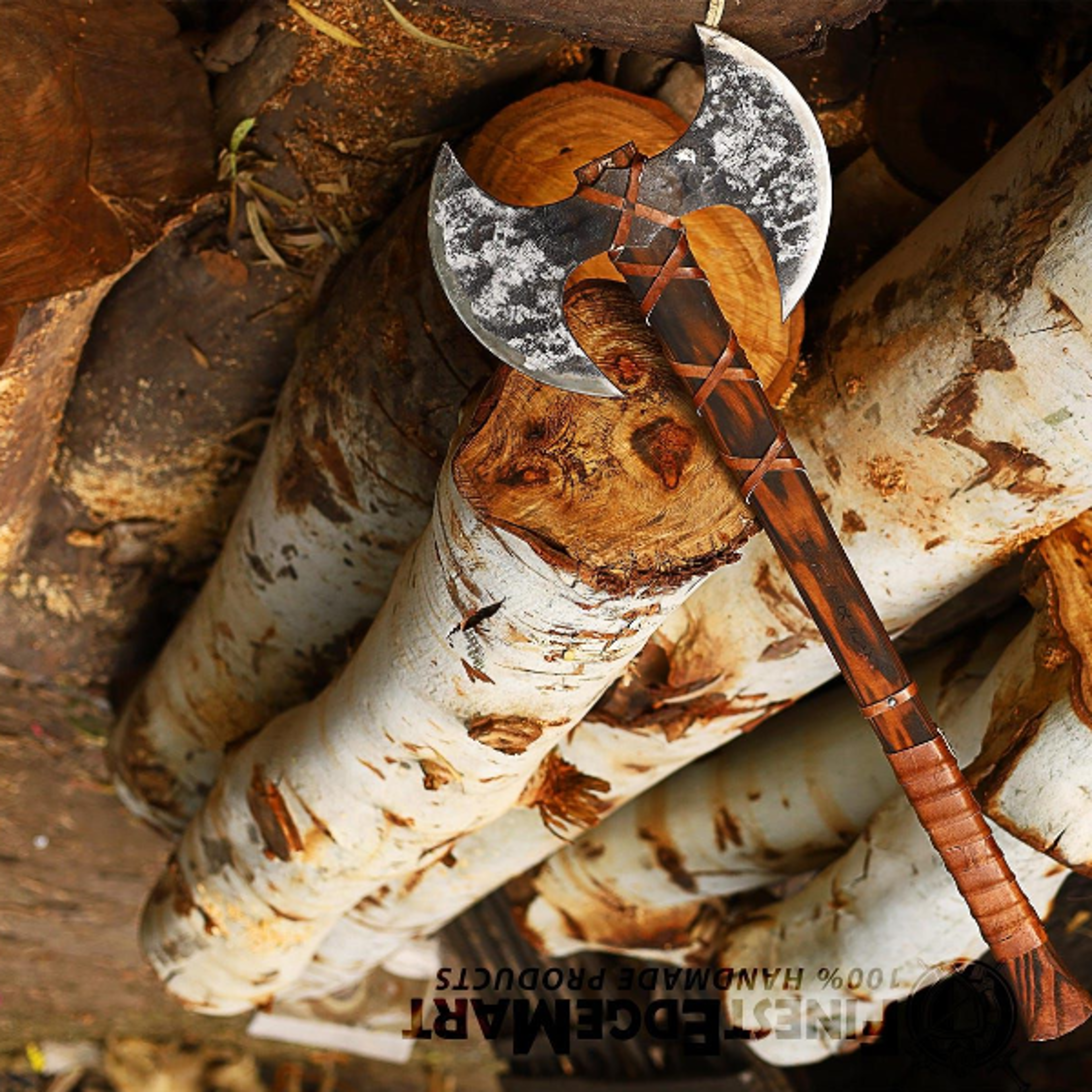 Handcrafted Carbon Steel Viking Axe  Engraved Handle With Leather Sheath And Premium Sheath Include