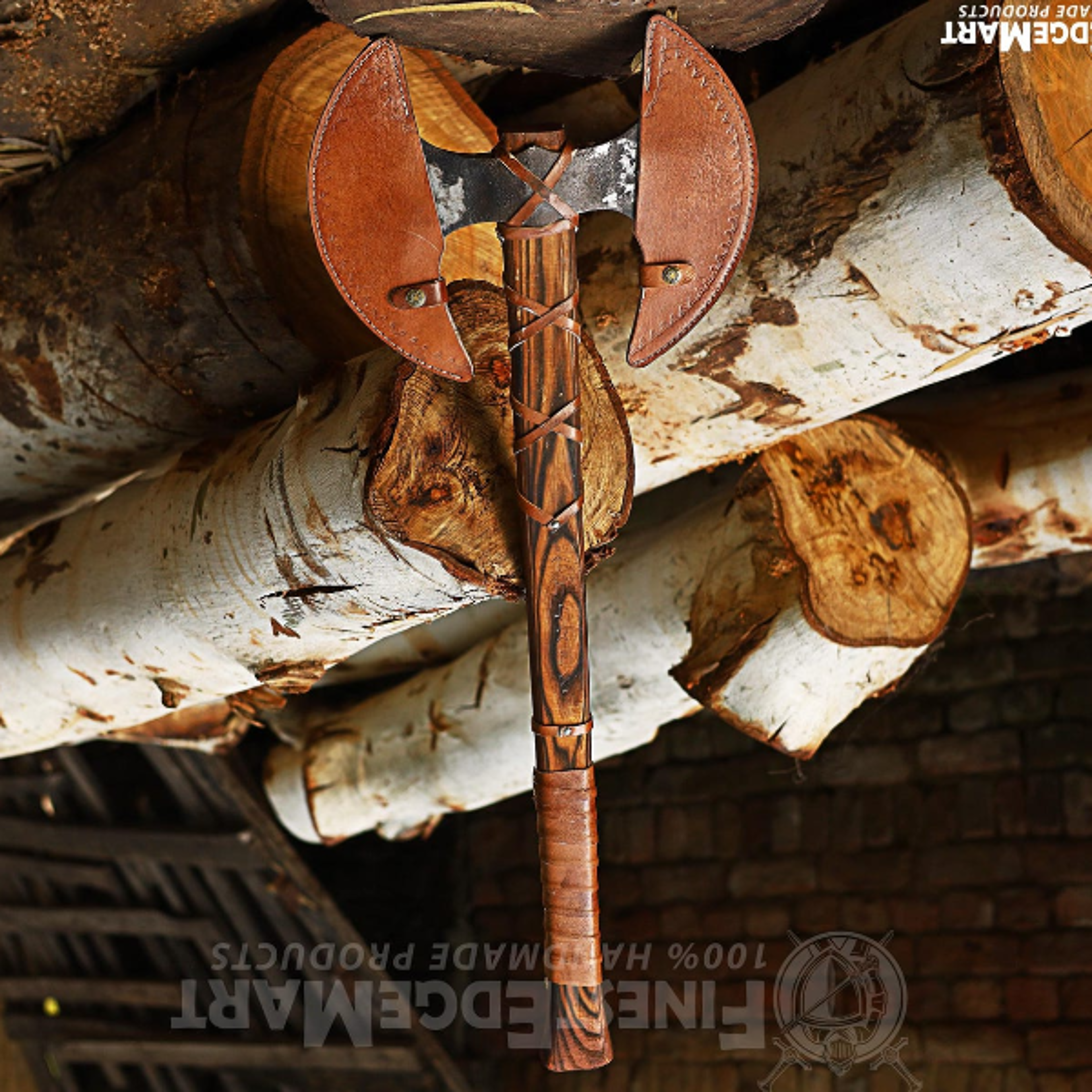 Handcrafted Carbon Steel Viking Axe  Engraved Handle With Leather Sheath And Premium Sheath Include