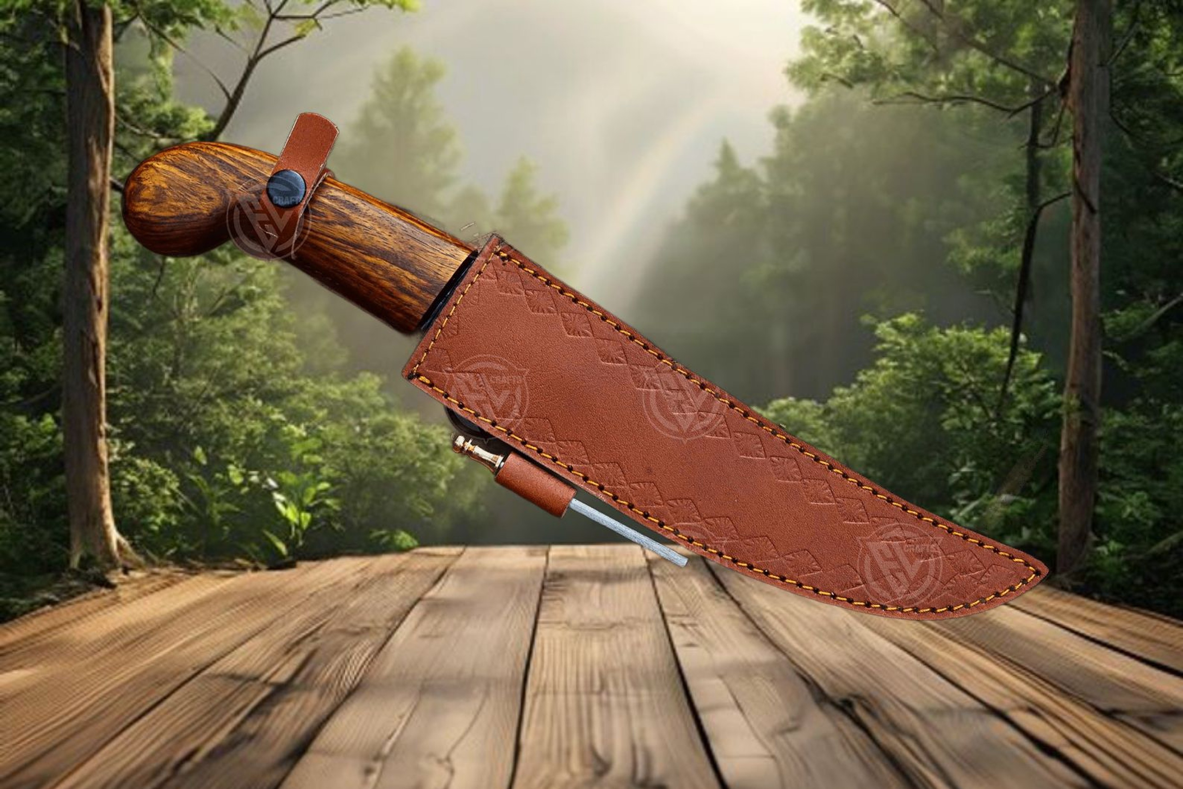 Handmade Leaf Shape Carbon Steel Collectible Knife With Pakka Wood Handle And Leather Sheath  Uniqu
