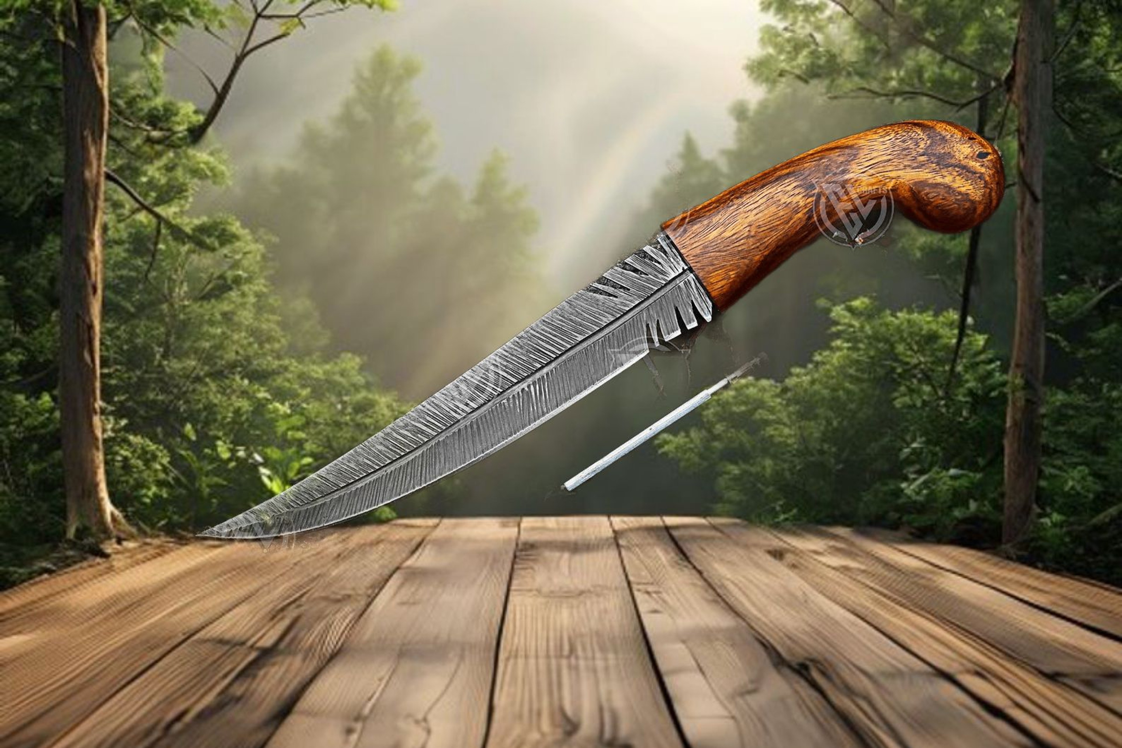 Handmade Leaf Shape Carbon Steel Collectible Knife With Pakka Wood Handle And Leather Sheath  Uniqu