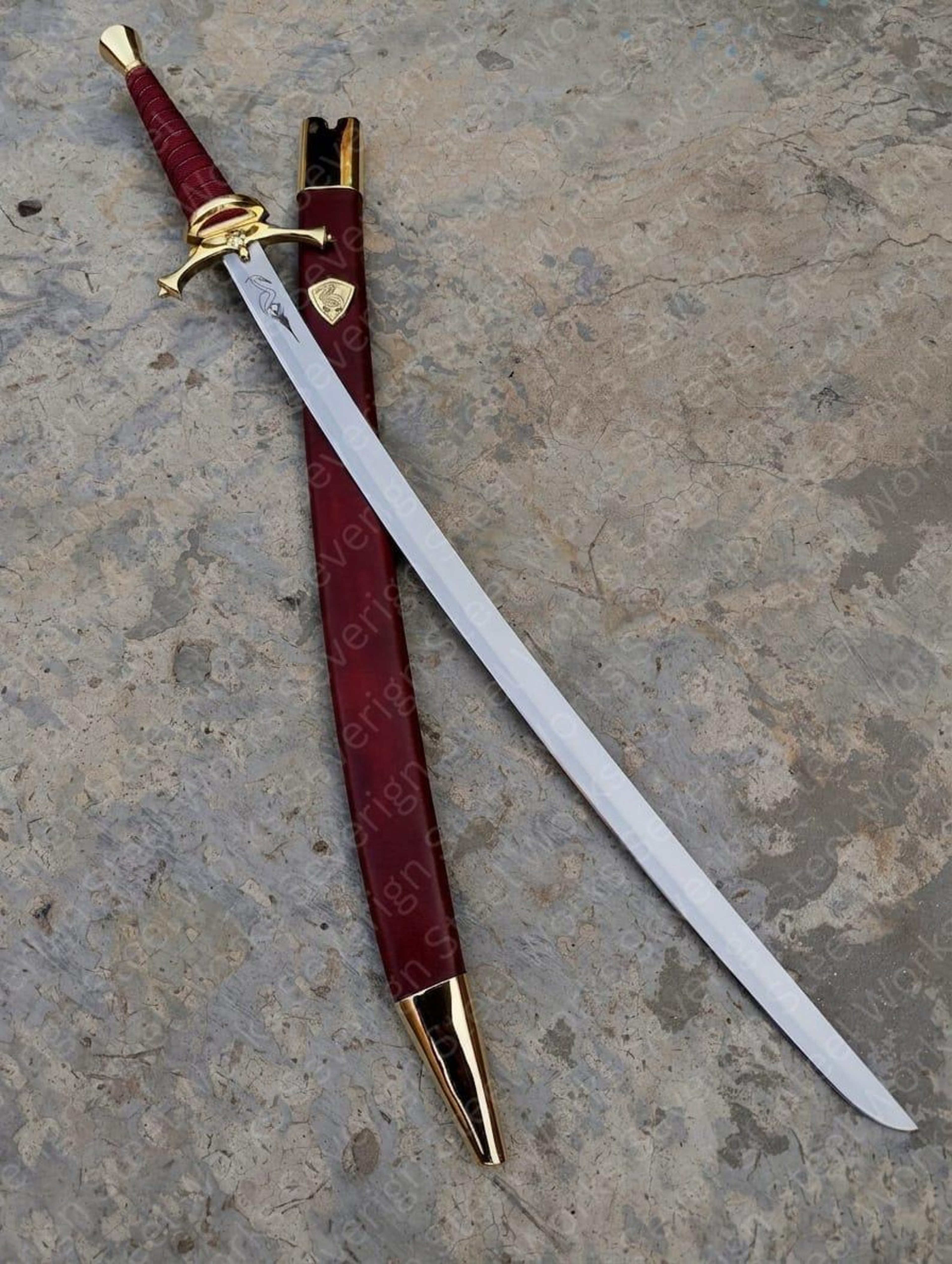 Authentic 42 Carbon Steel Viking Greatsword Handcrafted Leather Scabbard Collectors Fantasy R 2