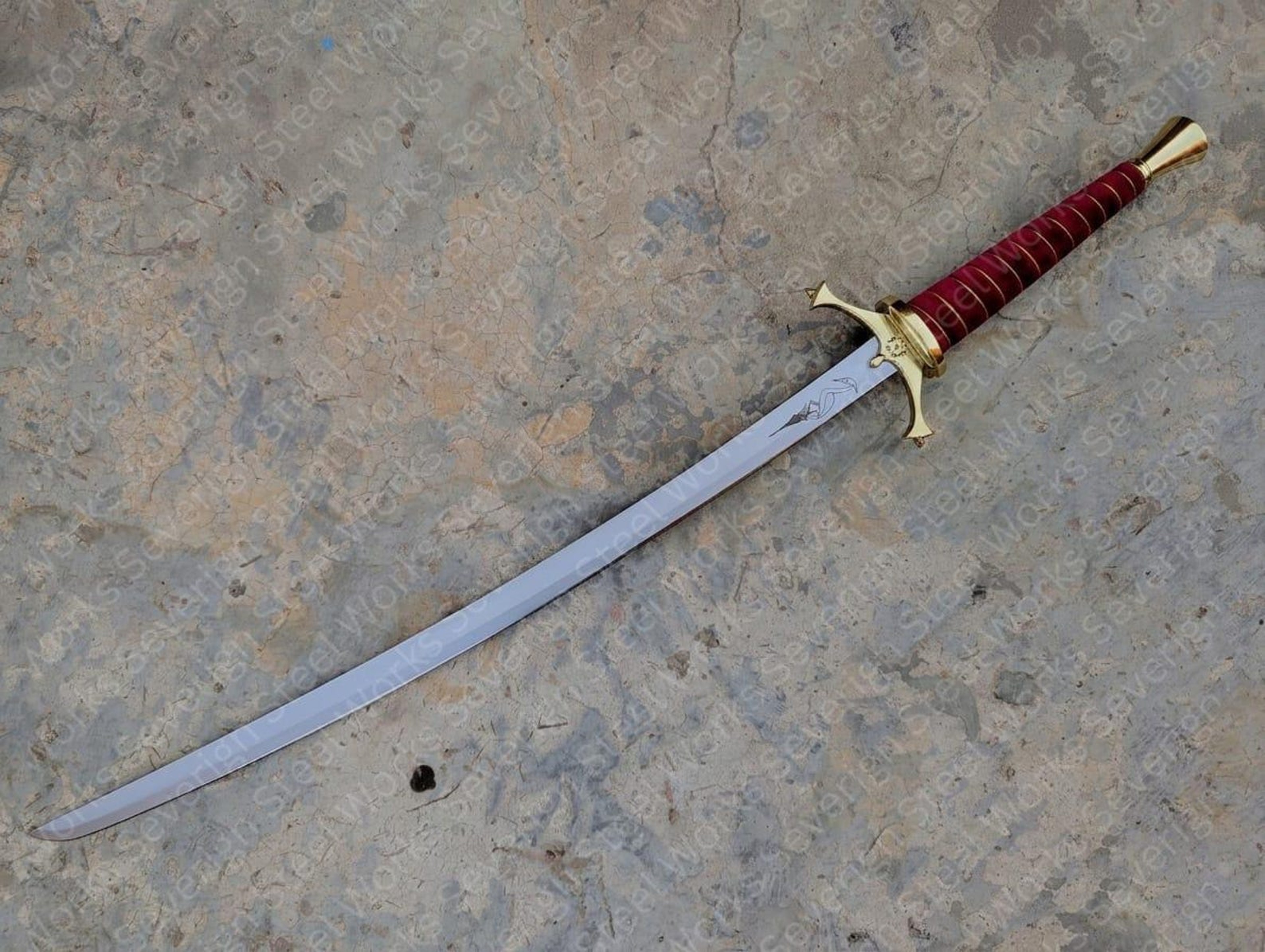 Authentic 42 Carbon Steel Viking Greatsword Handcrafted Leather Scabbard Collectors Fantasy R 7