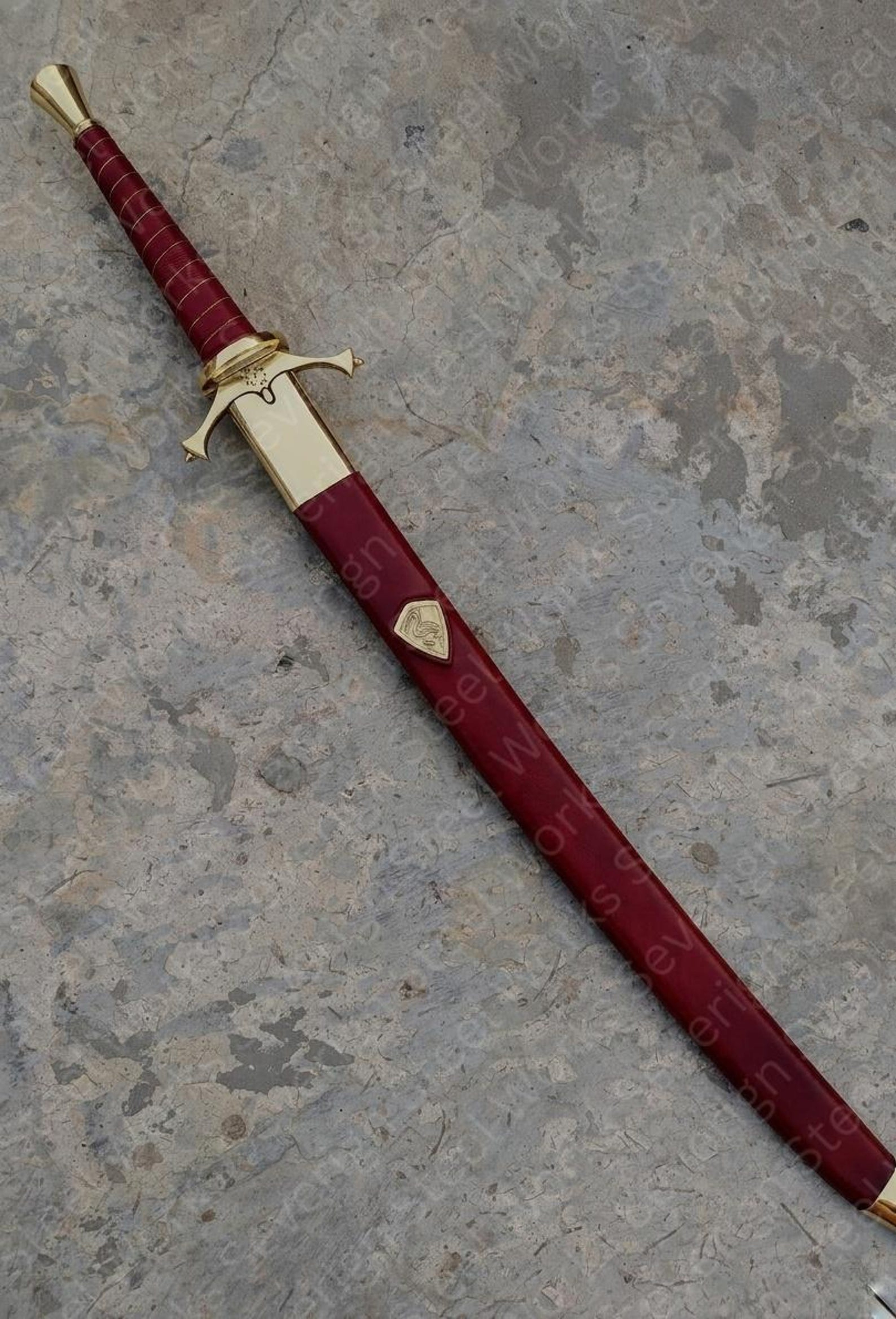 Authentic 42 Carbon Steel Viking Greatsword Handcrafted Leather Scabbard Collectors Fantasy R 1