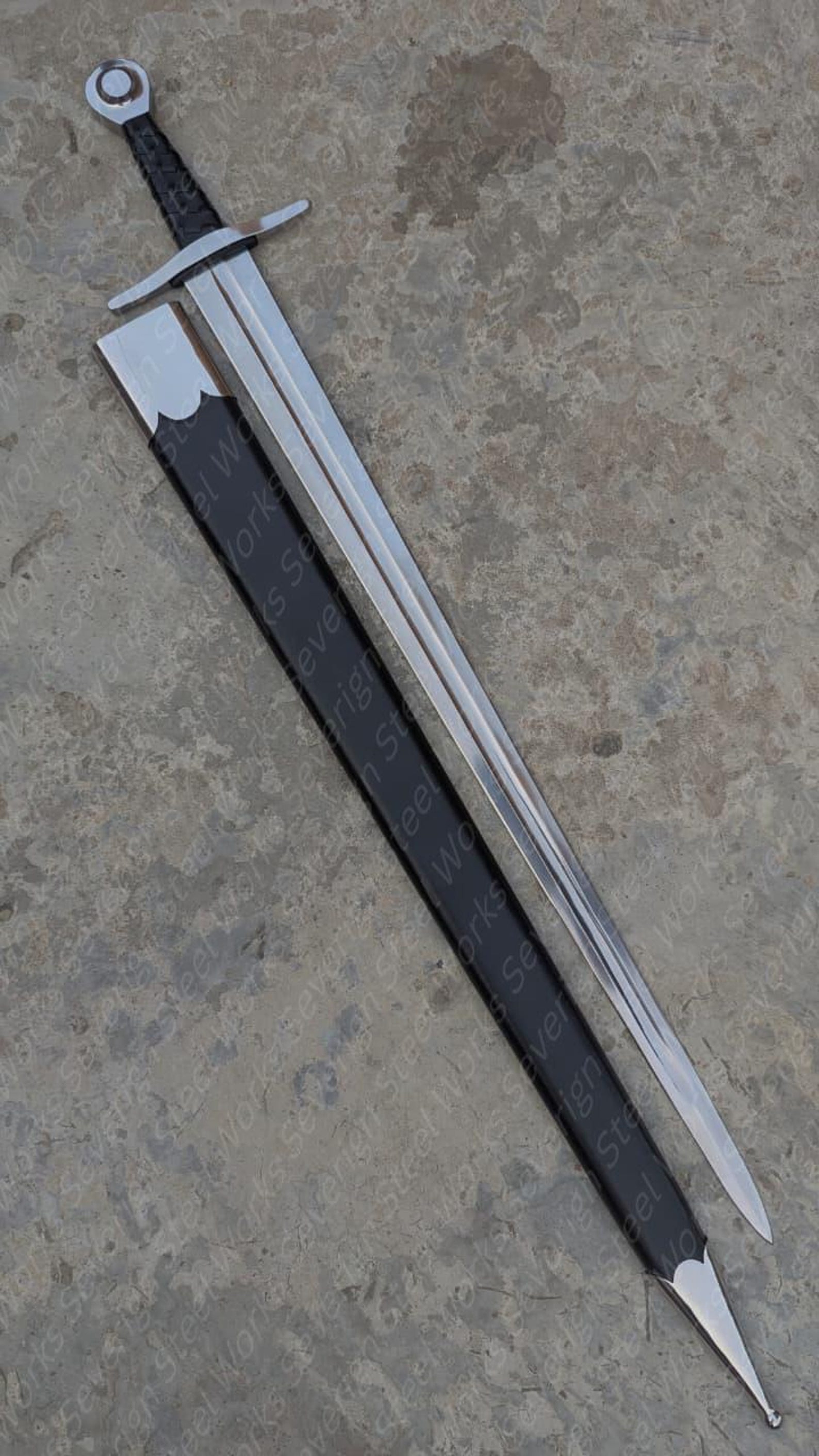 40 Sir William Marshal High Carbon Steel Medieval Sword Mirror Polished Replica With Scabbard 5
