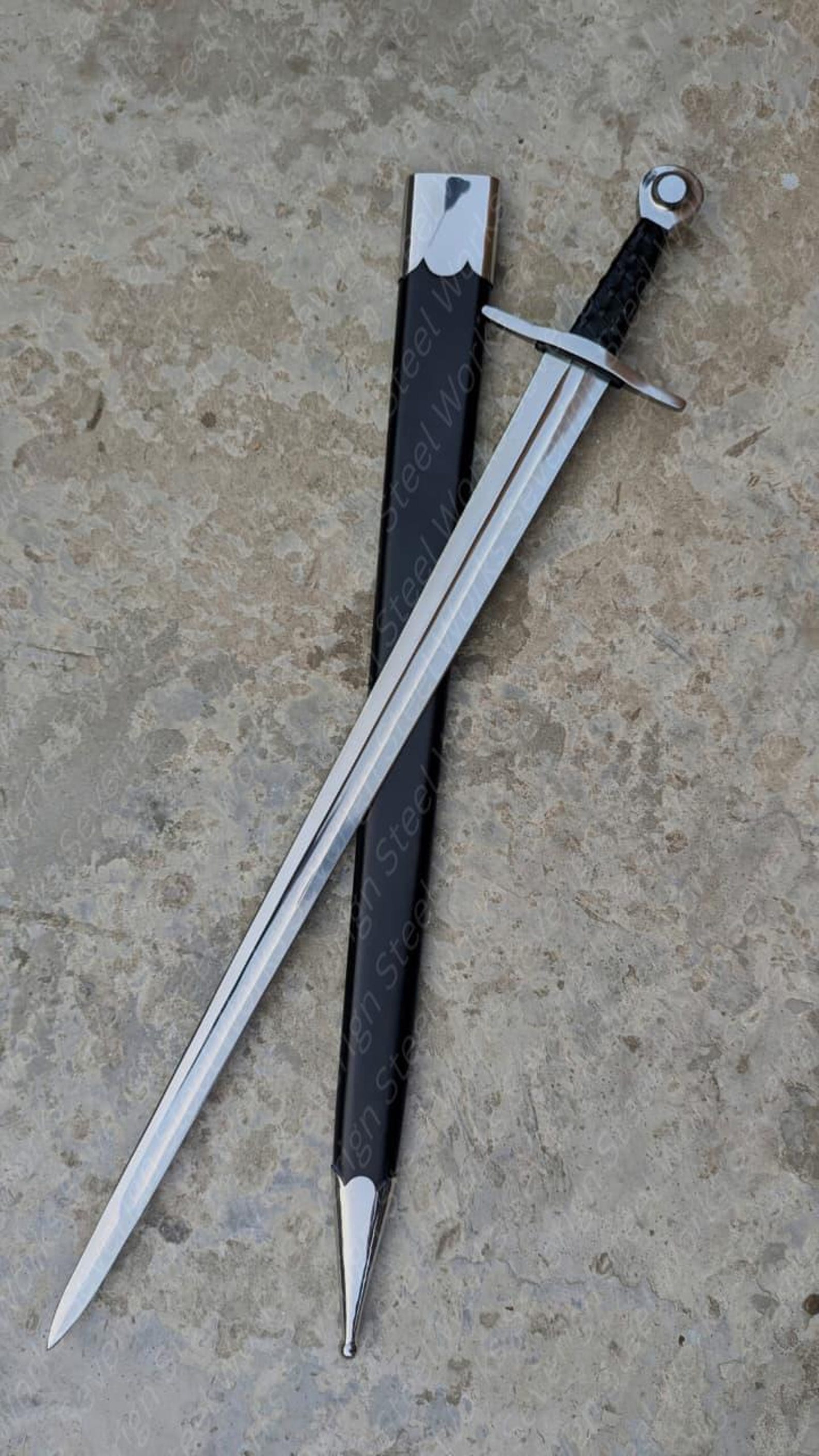 40 Sir William Marshal High Carbon Steel Medieval Sword Mirror Polished Replica With Scabbard 4