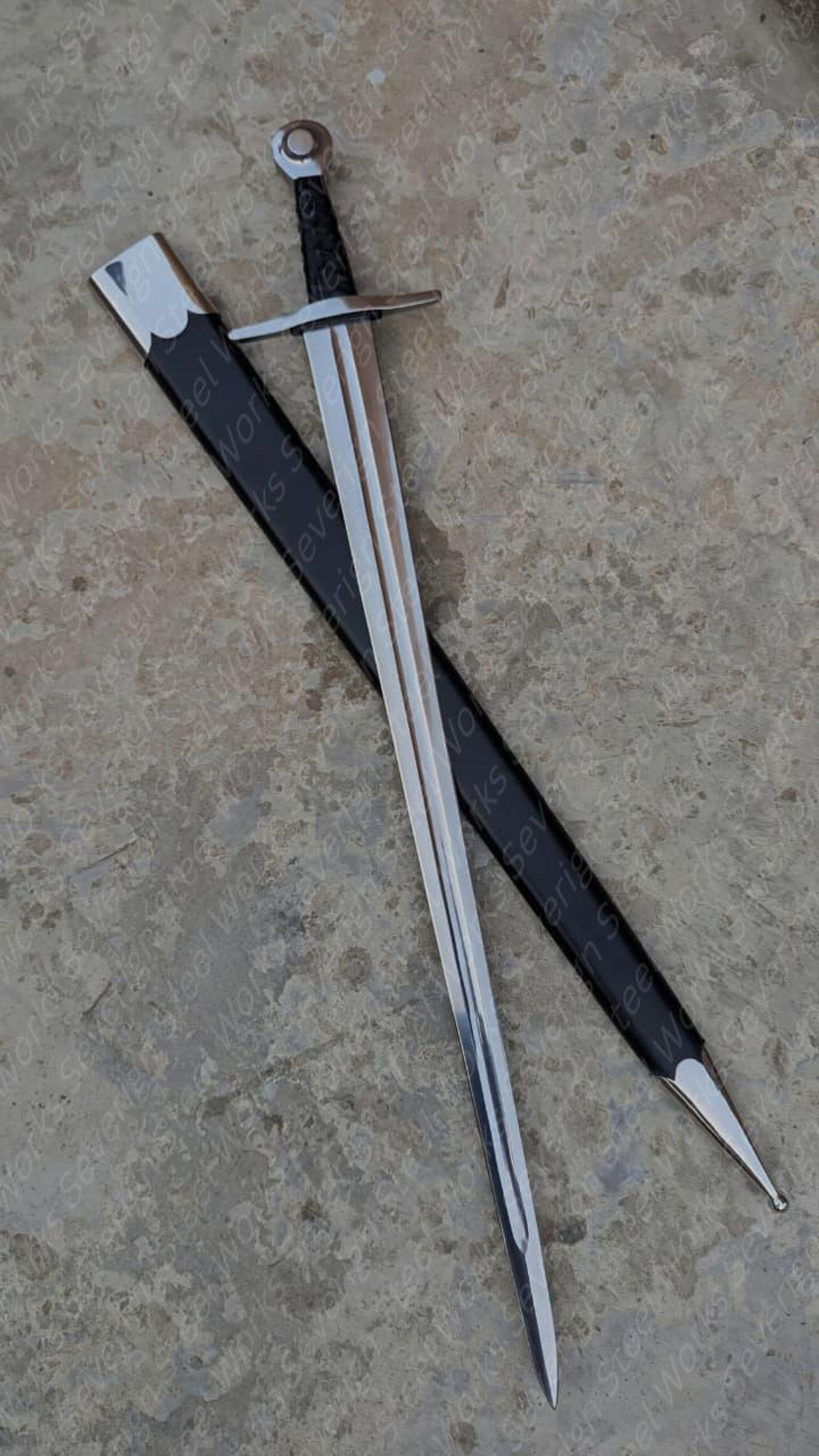 40 Sir William Marshal High Carbon Steel Medieval Sword Mirror Polished Replica With Scabbard 3