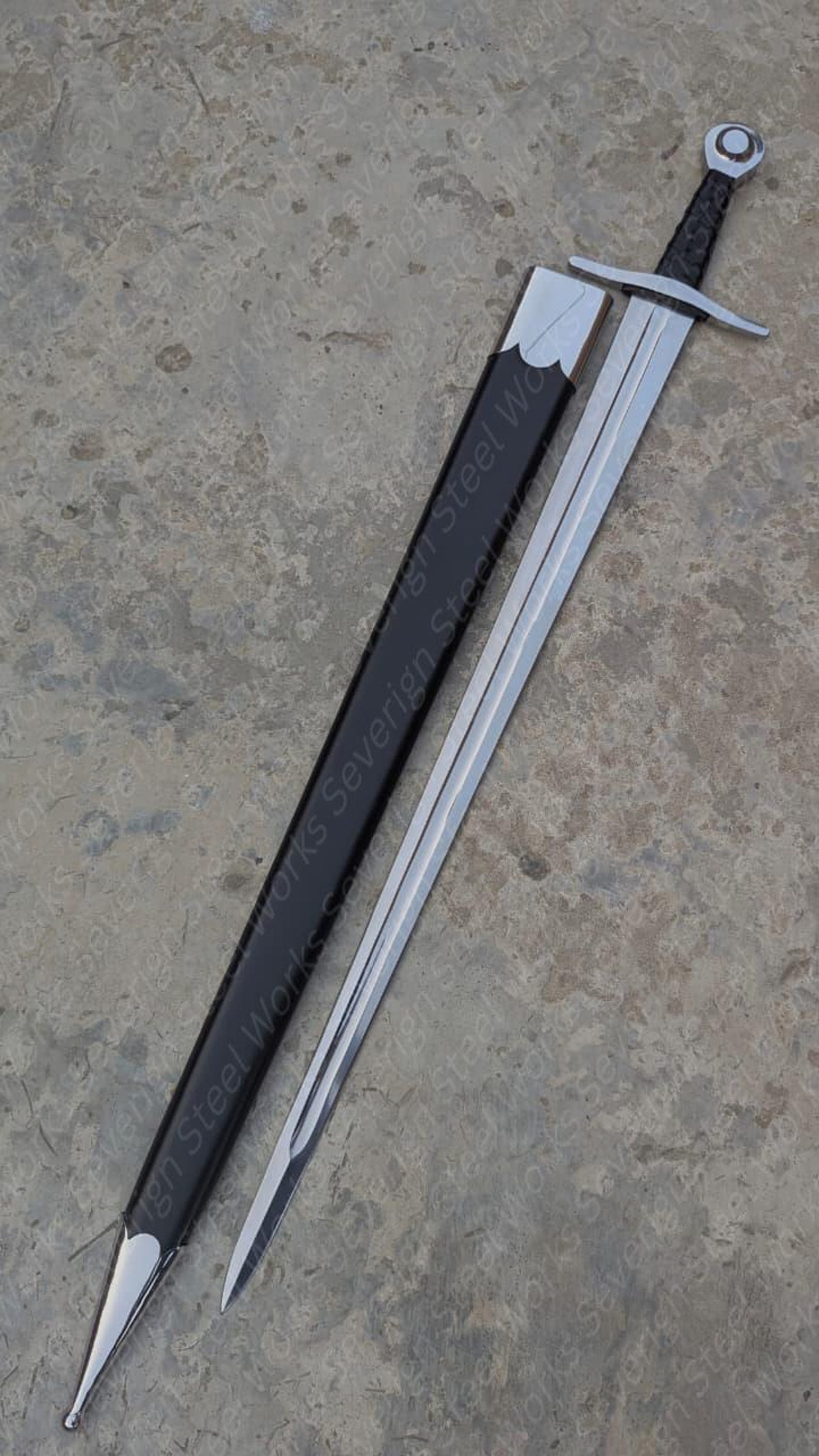 40 Sir William Marshal High Carbon Steel Medieval Sword Mirror Polished Replica With Scabbard 6