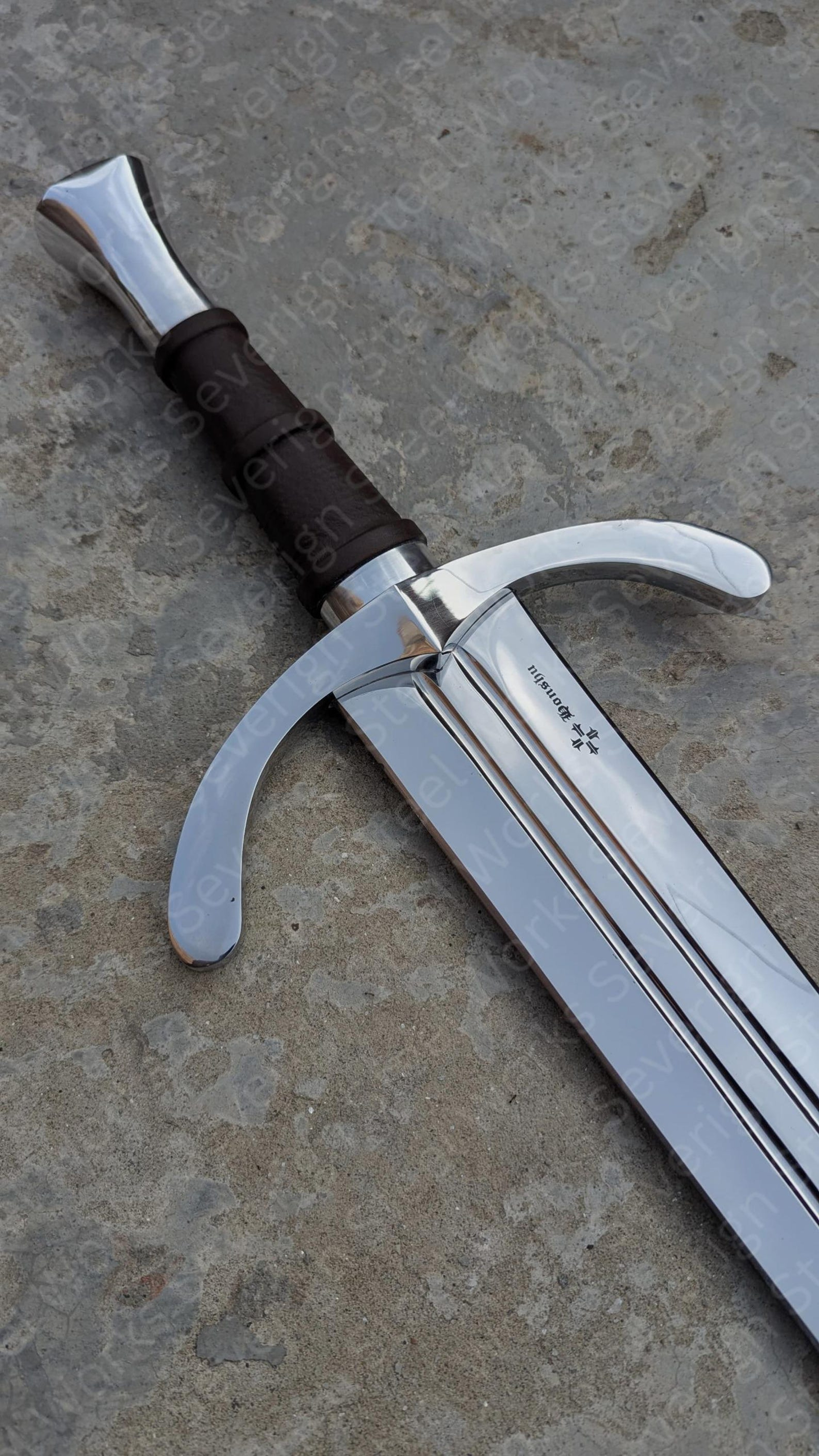 40 D2 Steel Honshu Historic Collectible Handmade Medieval Display Piece With Leather Scabbard 1