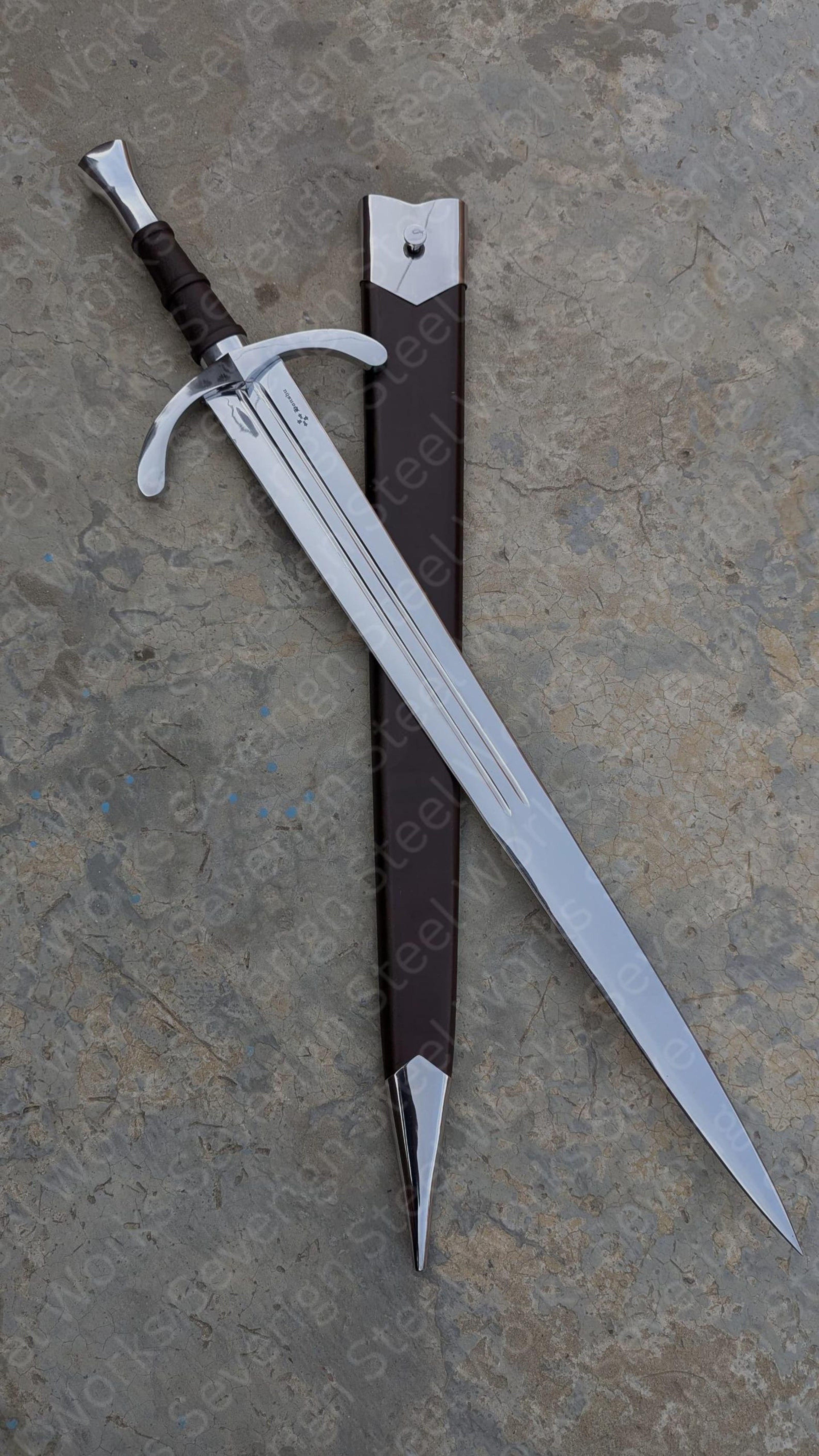 40 D2 Steel Honshu Historic Collectible Handmade Medieval Display Piece With Leather Scabbard 3