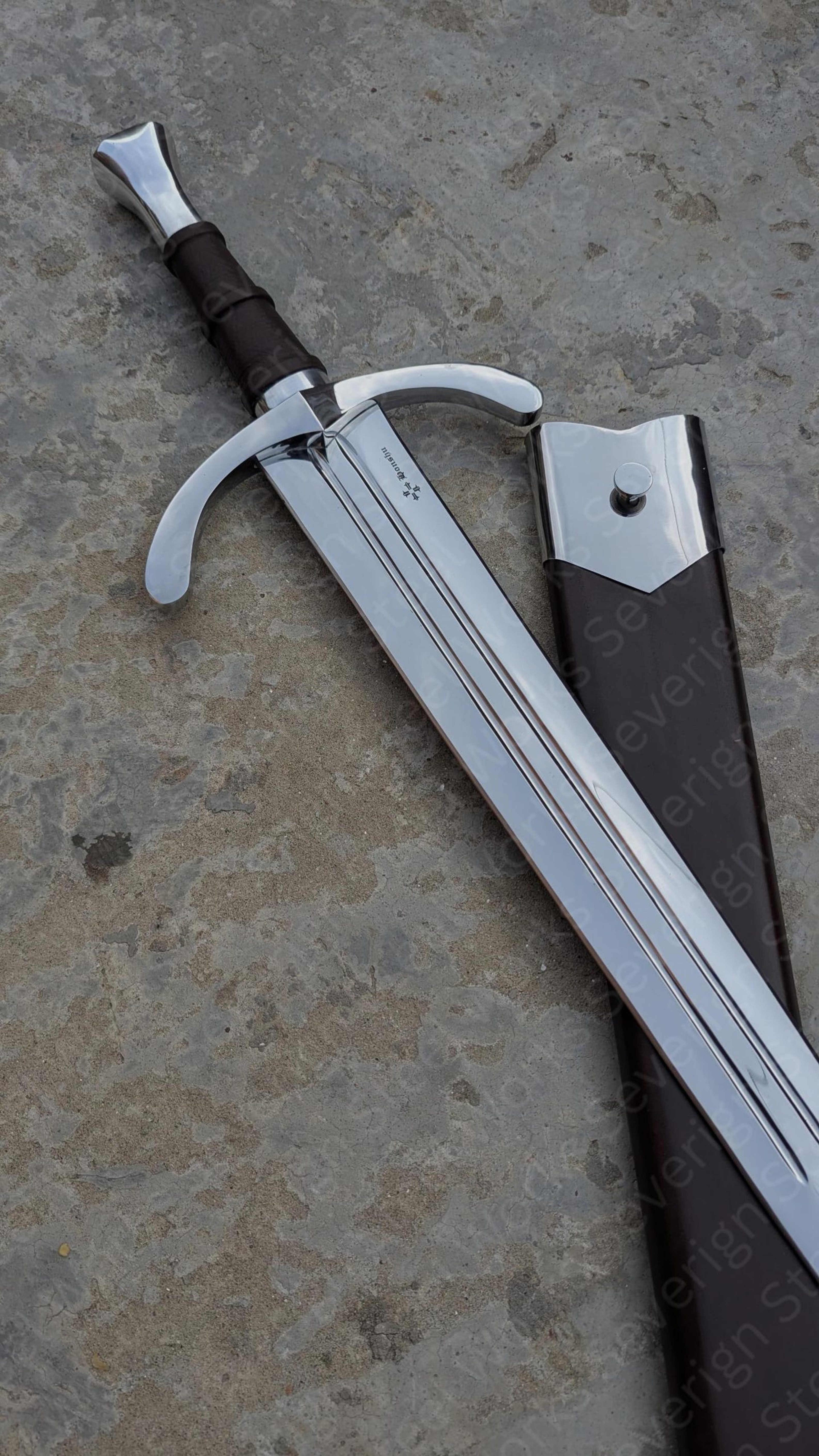 40 D2 Steel Honshu Historic Collectible Handmade Medieval Display Piece With Leather Scabbard 9