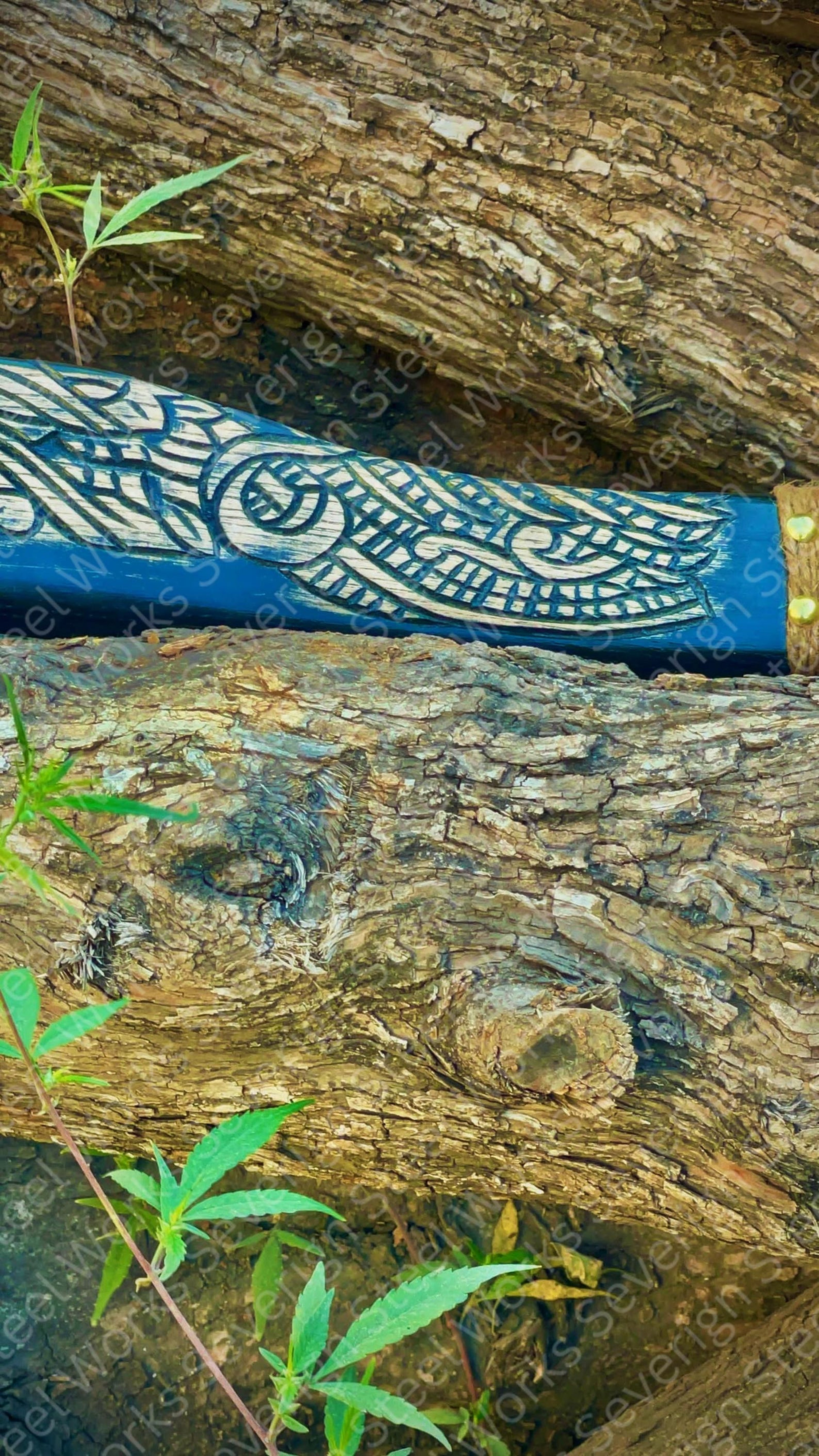 Handmade Viking Hatchet High Carbon Steel Rosewood Handle Acid Etched Blade Leather Sheath Au 7