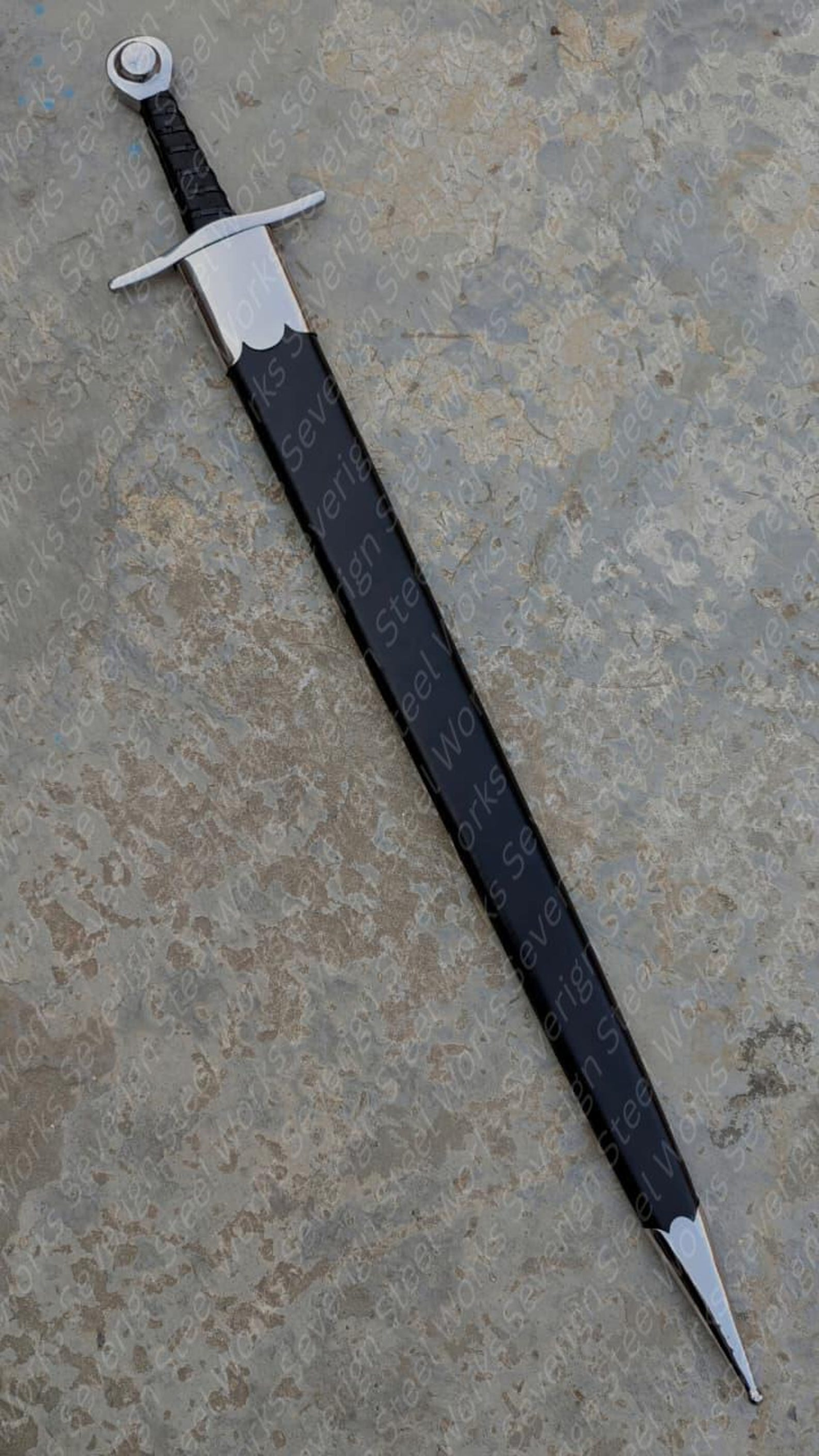 39 Swedish Damascus Sir William Marshal Replica Authentic Medieval Knight Sword With Leather W 1