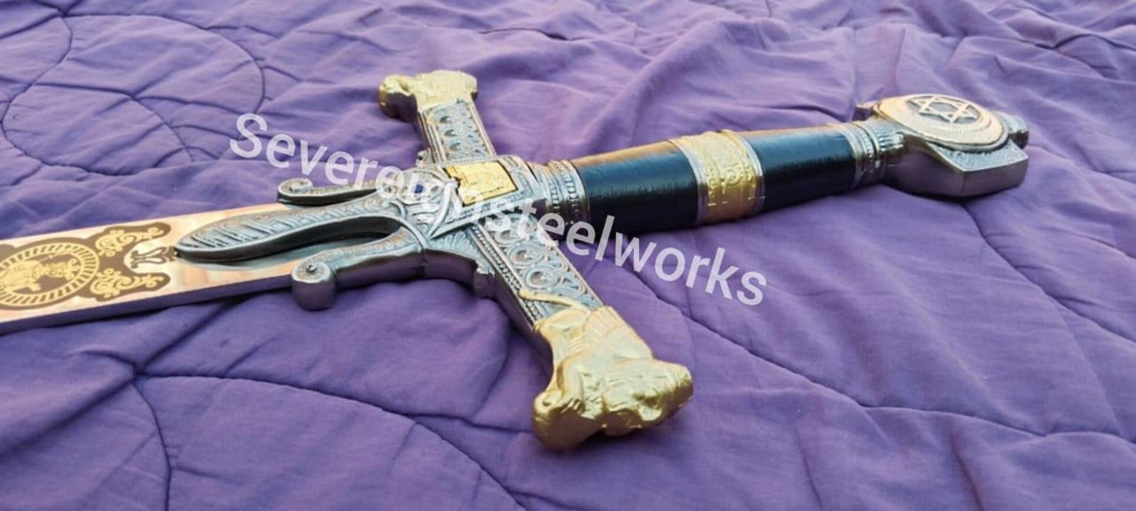 Deluxe King Solomon Sword Authentic Collectible Replica Premium Stainless Steel Blade Exquis 0