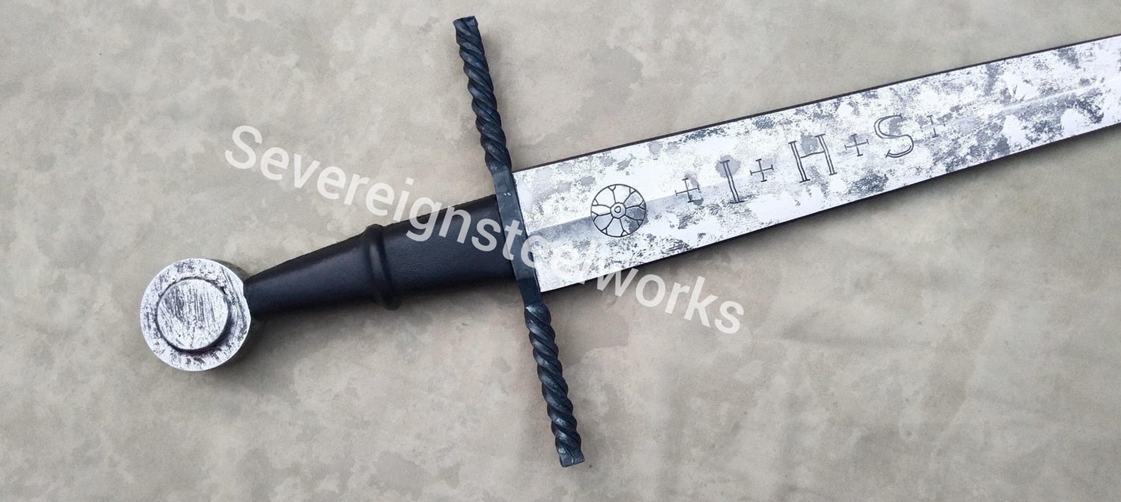 1060 Carbon Steel Knight Replica 15th Century Italian Inspired Collectible Sword For Cosplay F 9