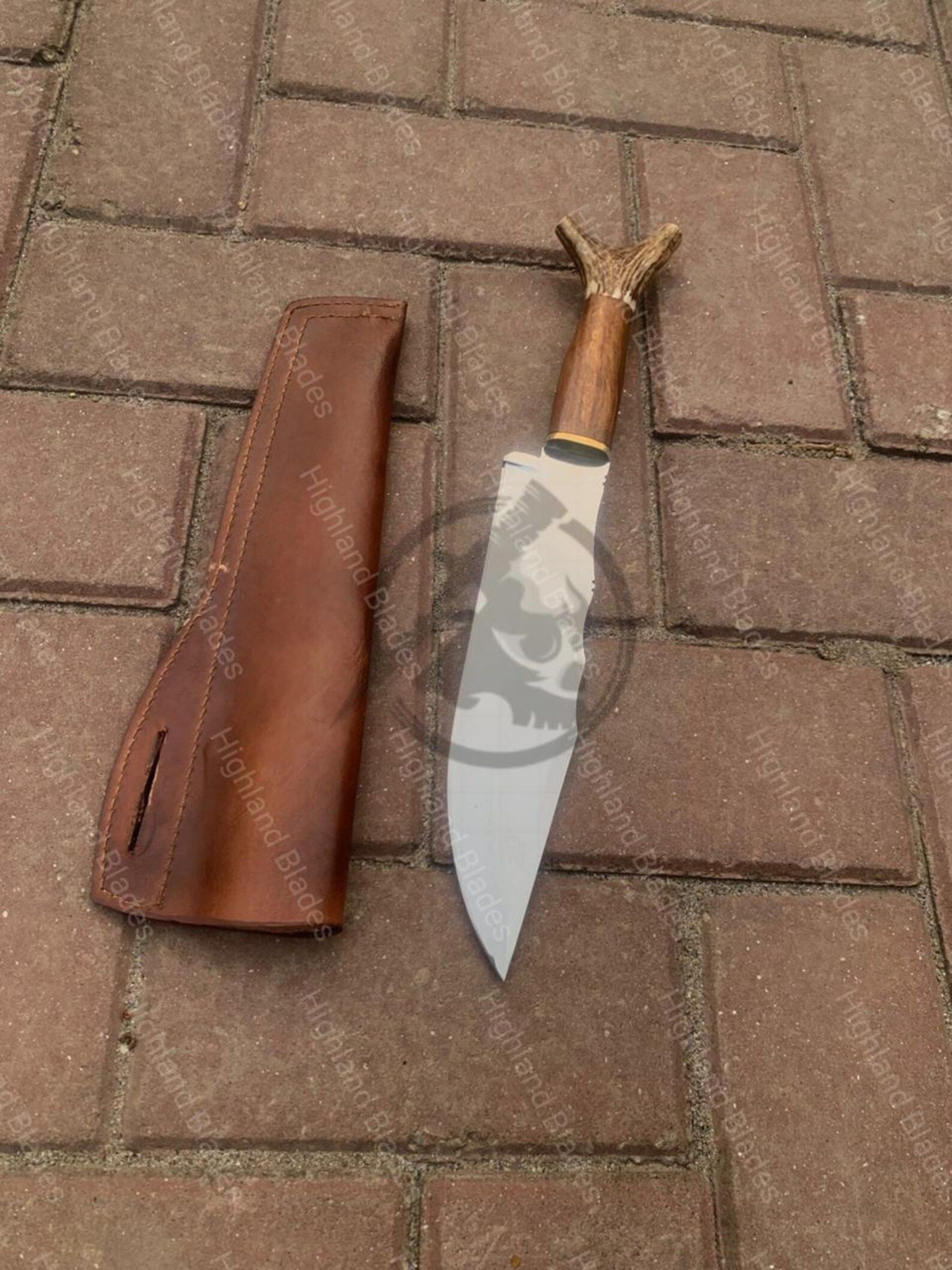 Legend Of The Fall Inspired Handmade Bowie Knife Premium Steel Blade Stag Horn Handle Leather 3