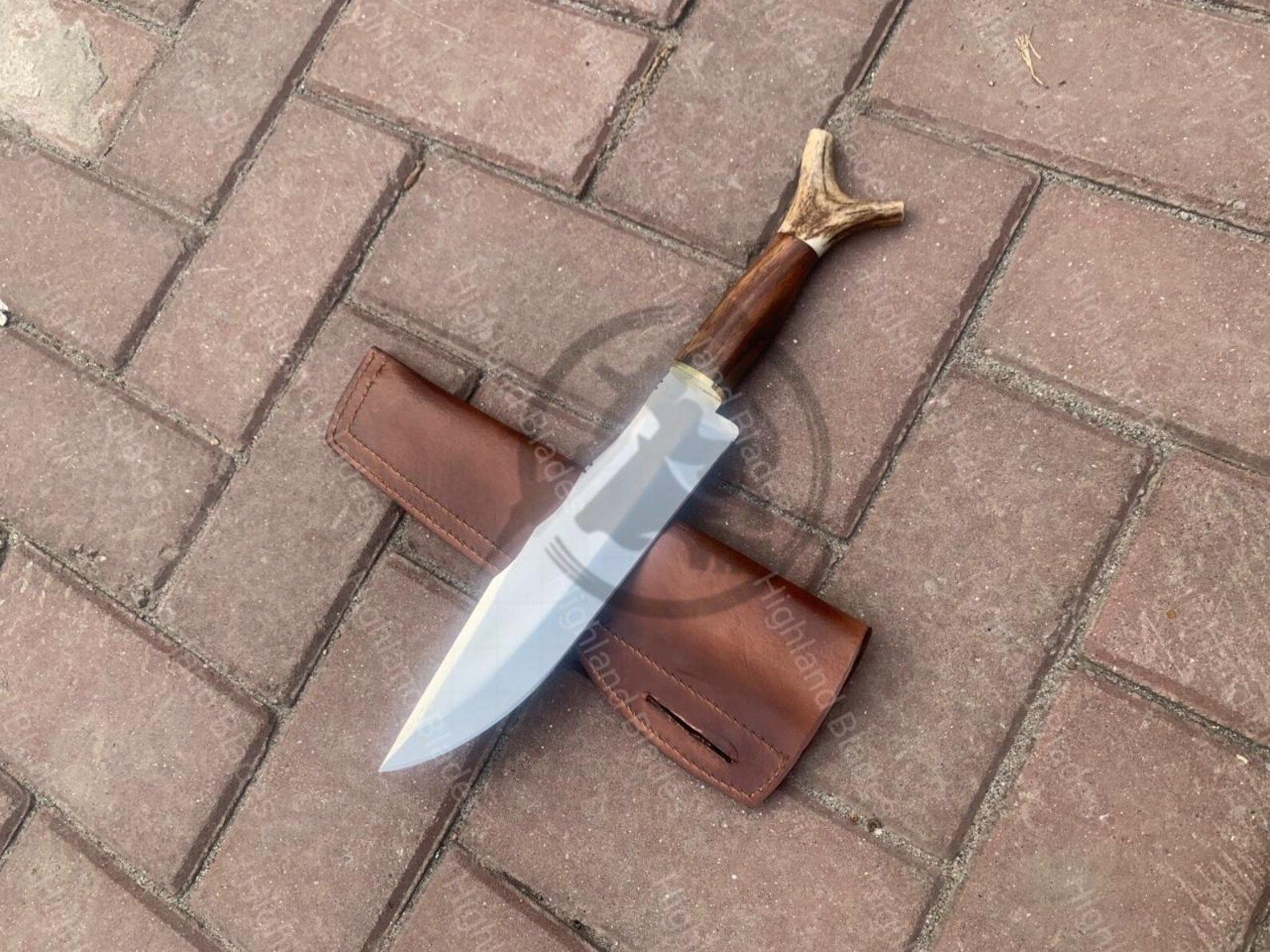 Legend Of The Fall Inspired Handmade Bowie Knife Premium Steel Blade Stag Horn Handle Leather 6