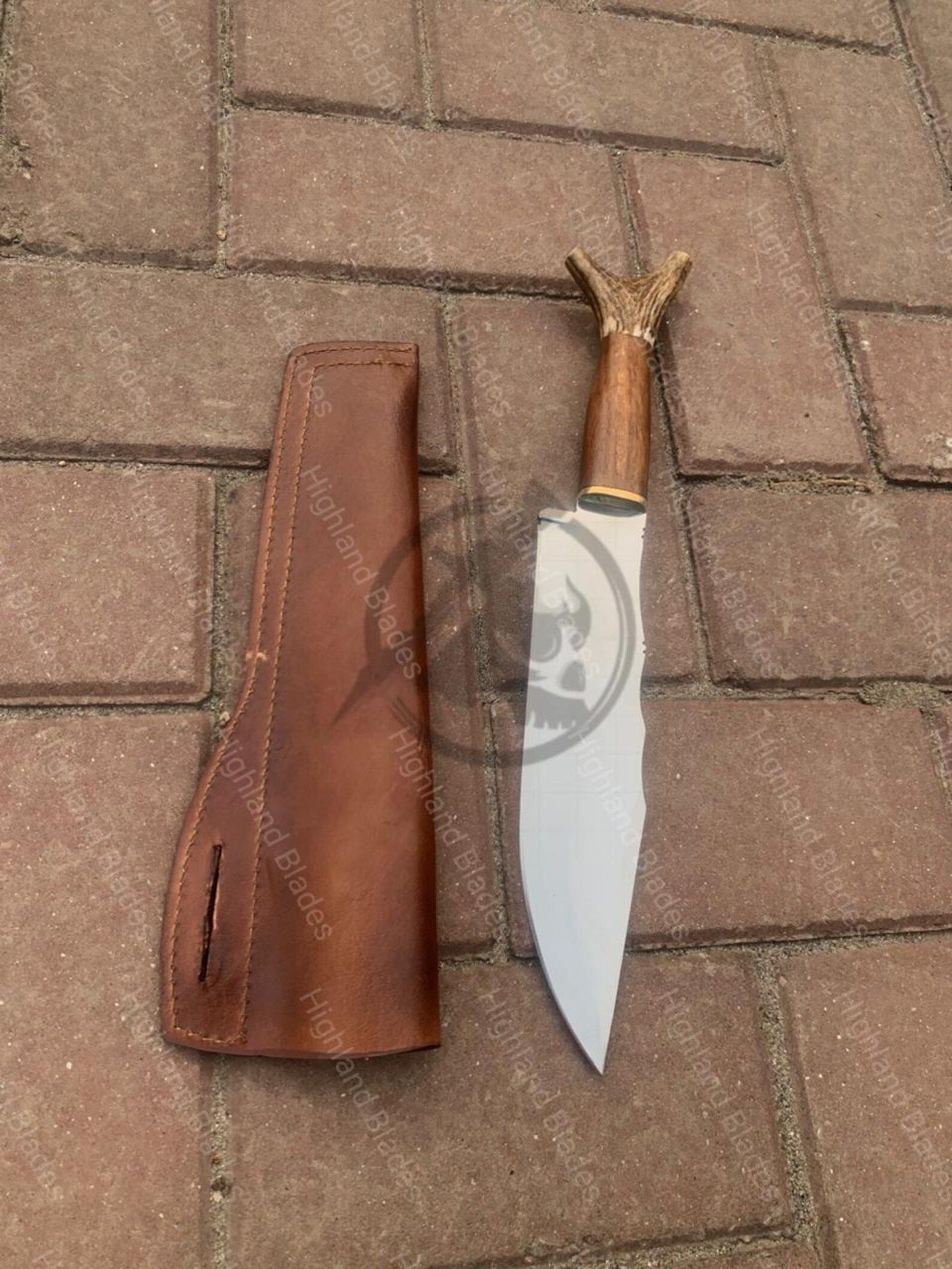Legend Of The Fall Inspired Handmade Bowie Knife Premium Steel Blade Stag Horn Handle Leather 5