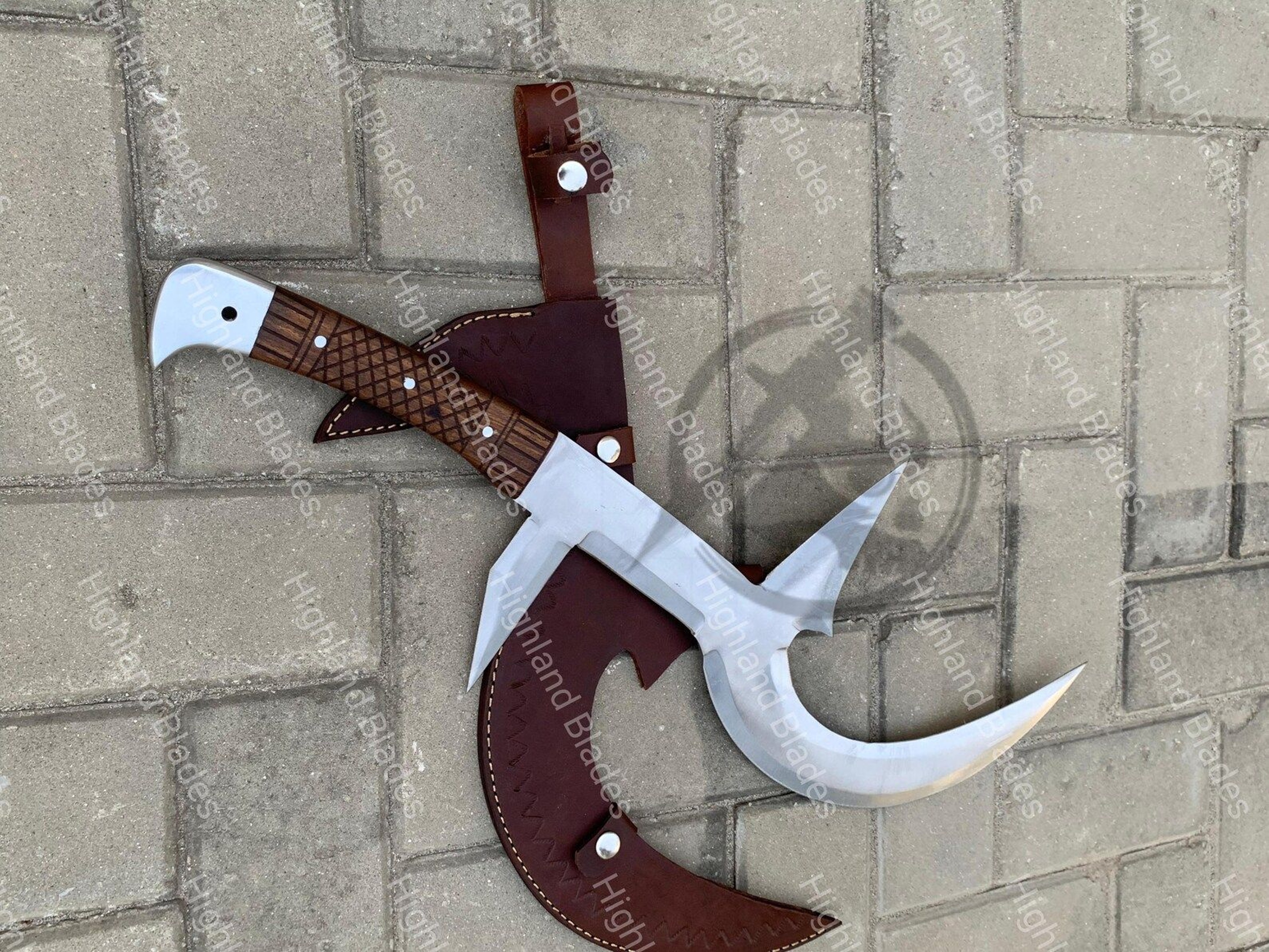 Handmade African Hunga Munga Knife Pangboche 5160 Steel Replica With Authentic Leather Sheath 1
