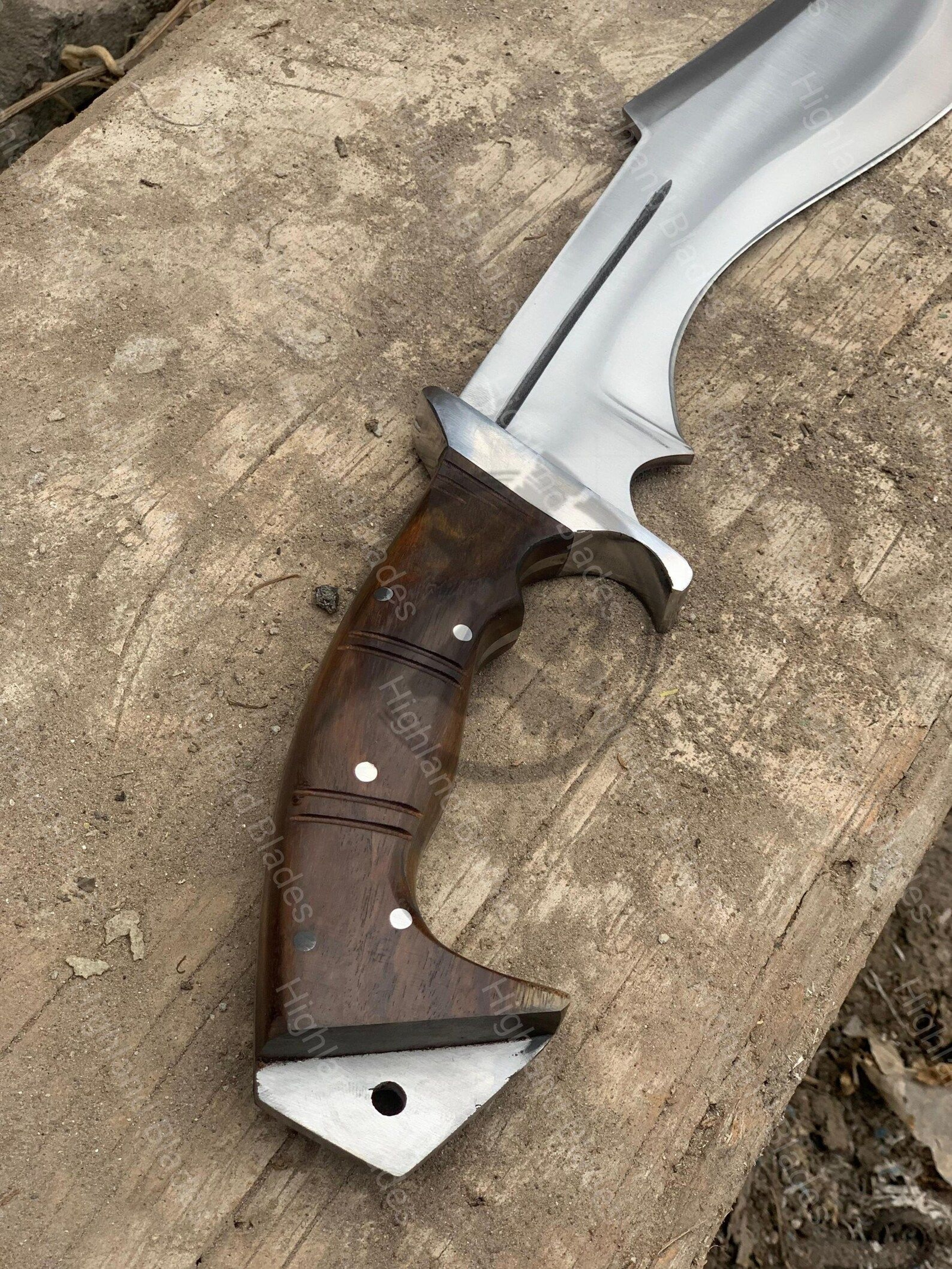 Handmade D2 Steel Royal Knight Dagger With Leather Sheath Elegant BlackCoated Blade Rosewood 8