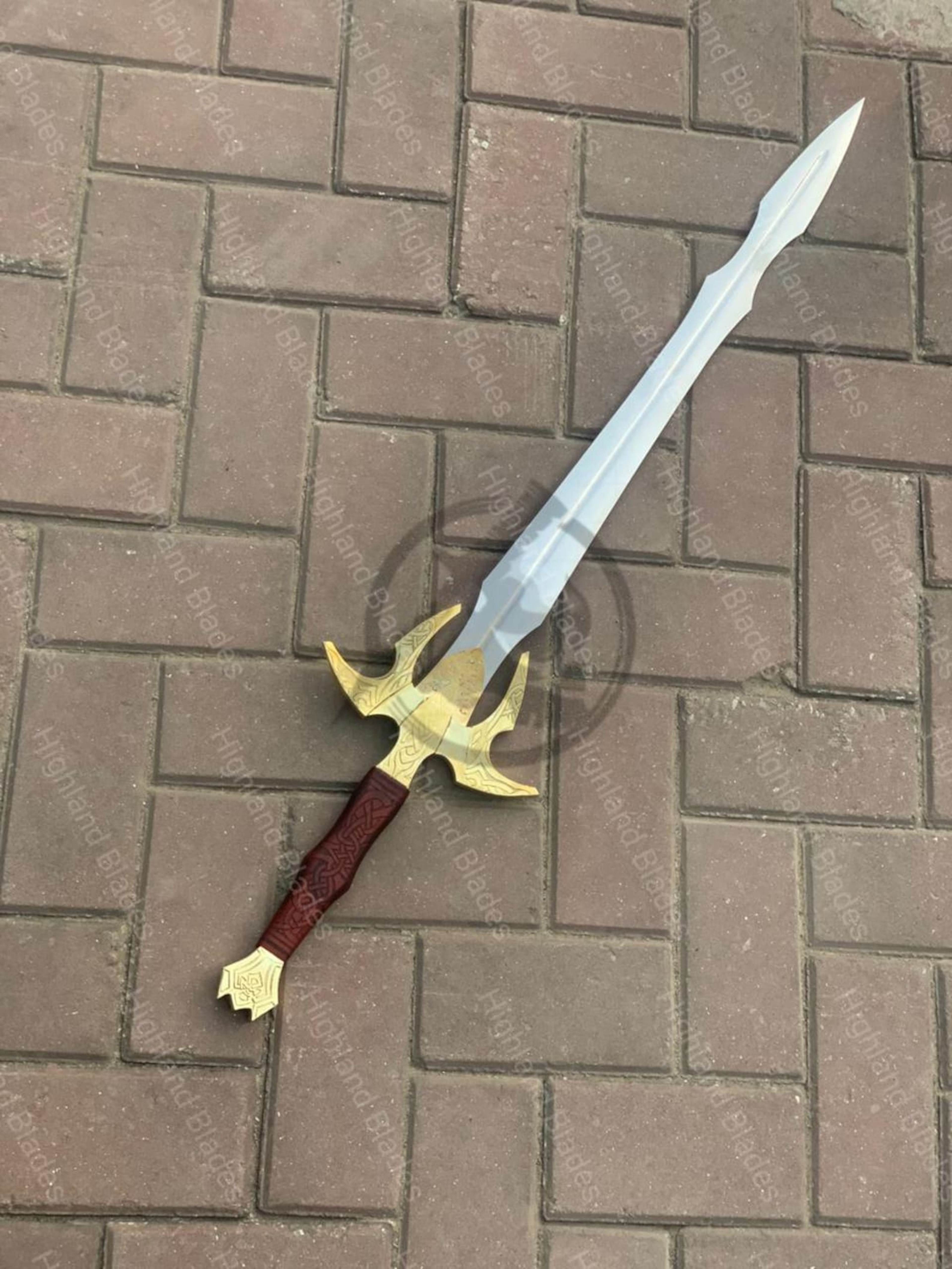 Handmade Dawnbreaker Fantasy Sword Legendary Mythic Blade With Quartz Emblem Premium Steel Lea 0
