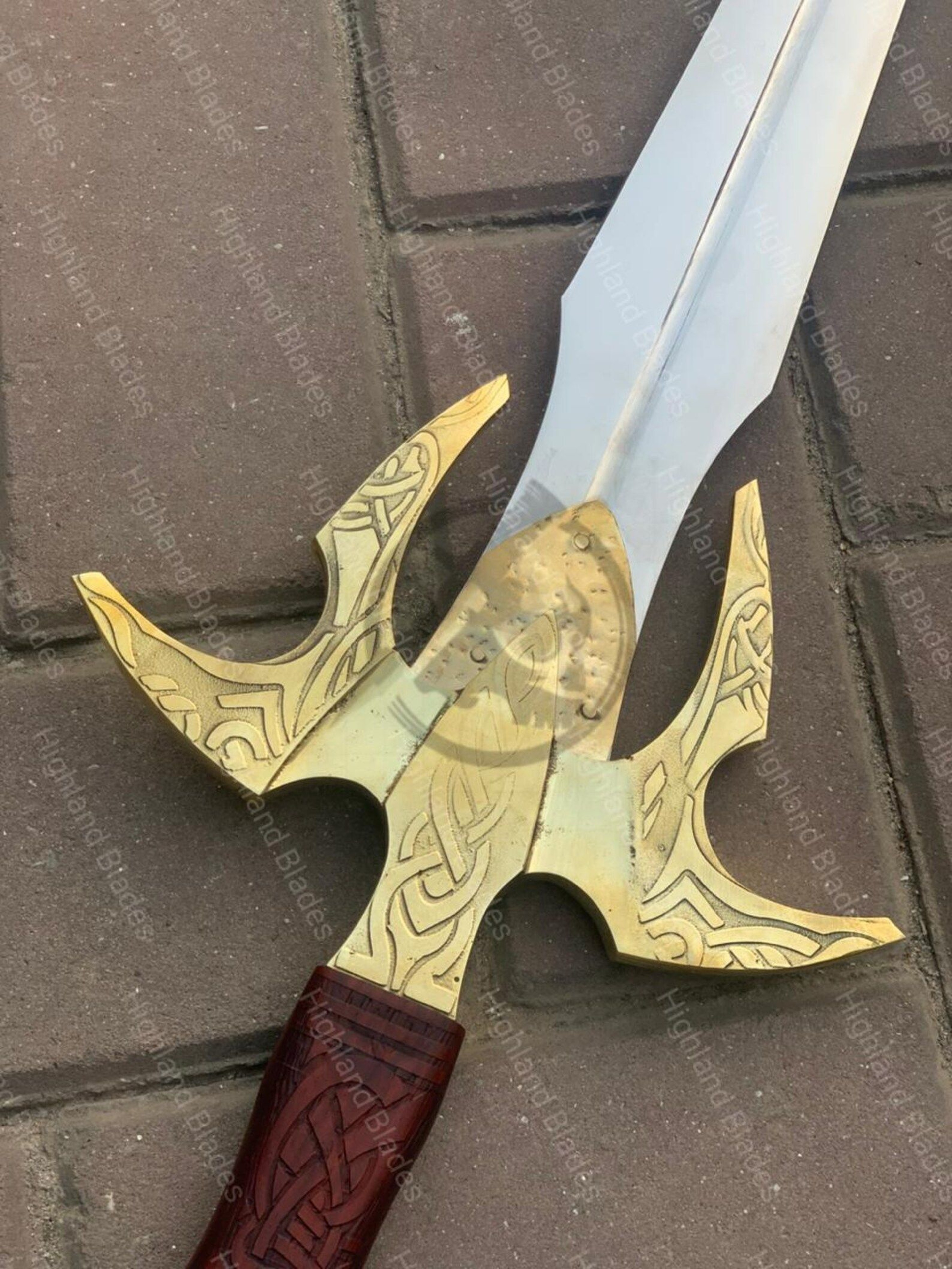 Handmade Dawnbreaker Fantasy Sword Legendary Mythic Blade With Quartz Emblem Premium Steel Lea 2