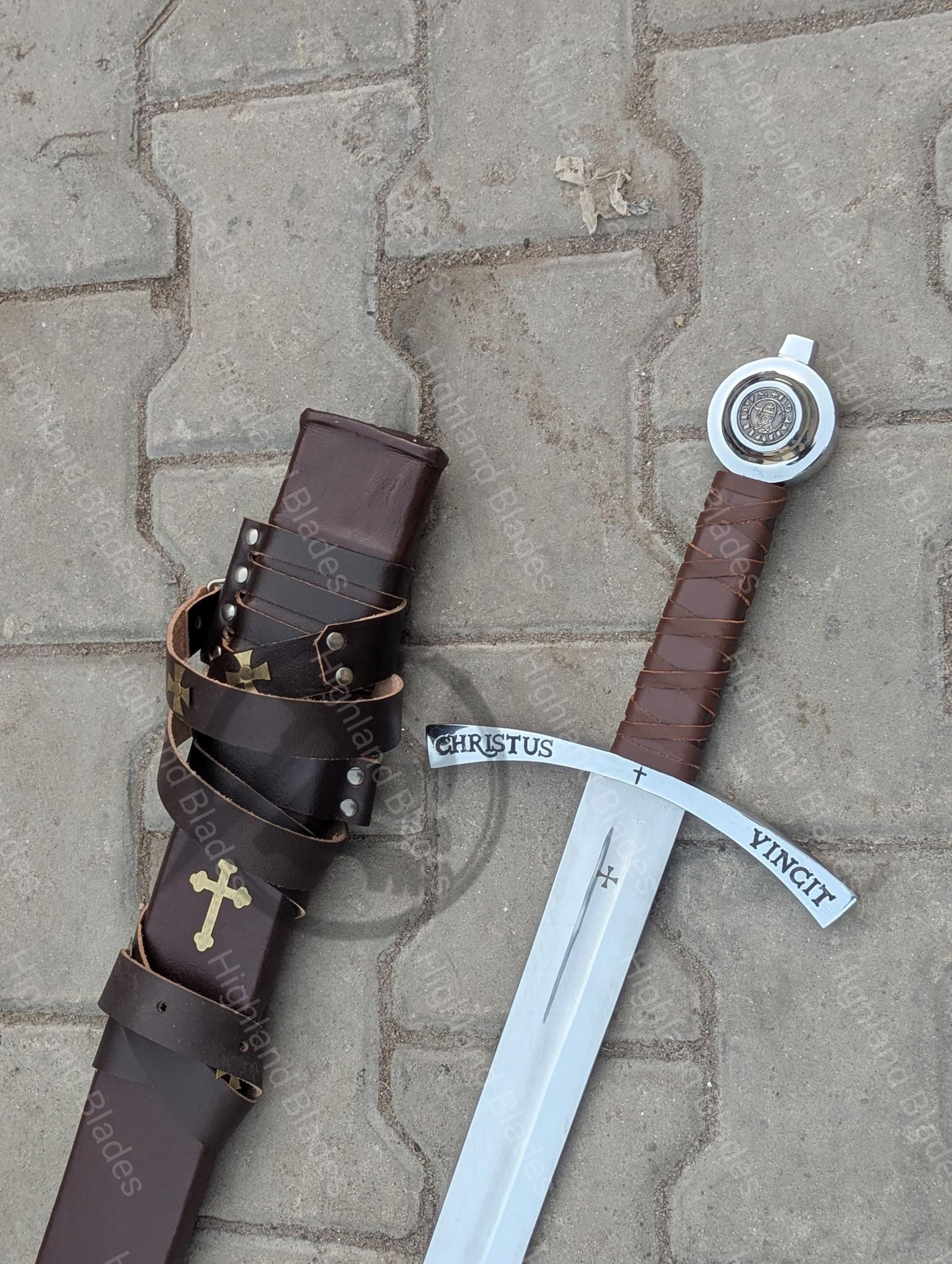 Faithkeeper Knight Sword 36 Polished Stainless Steel Collectible With Leather Scabbard Ideal 0