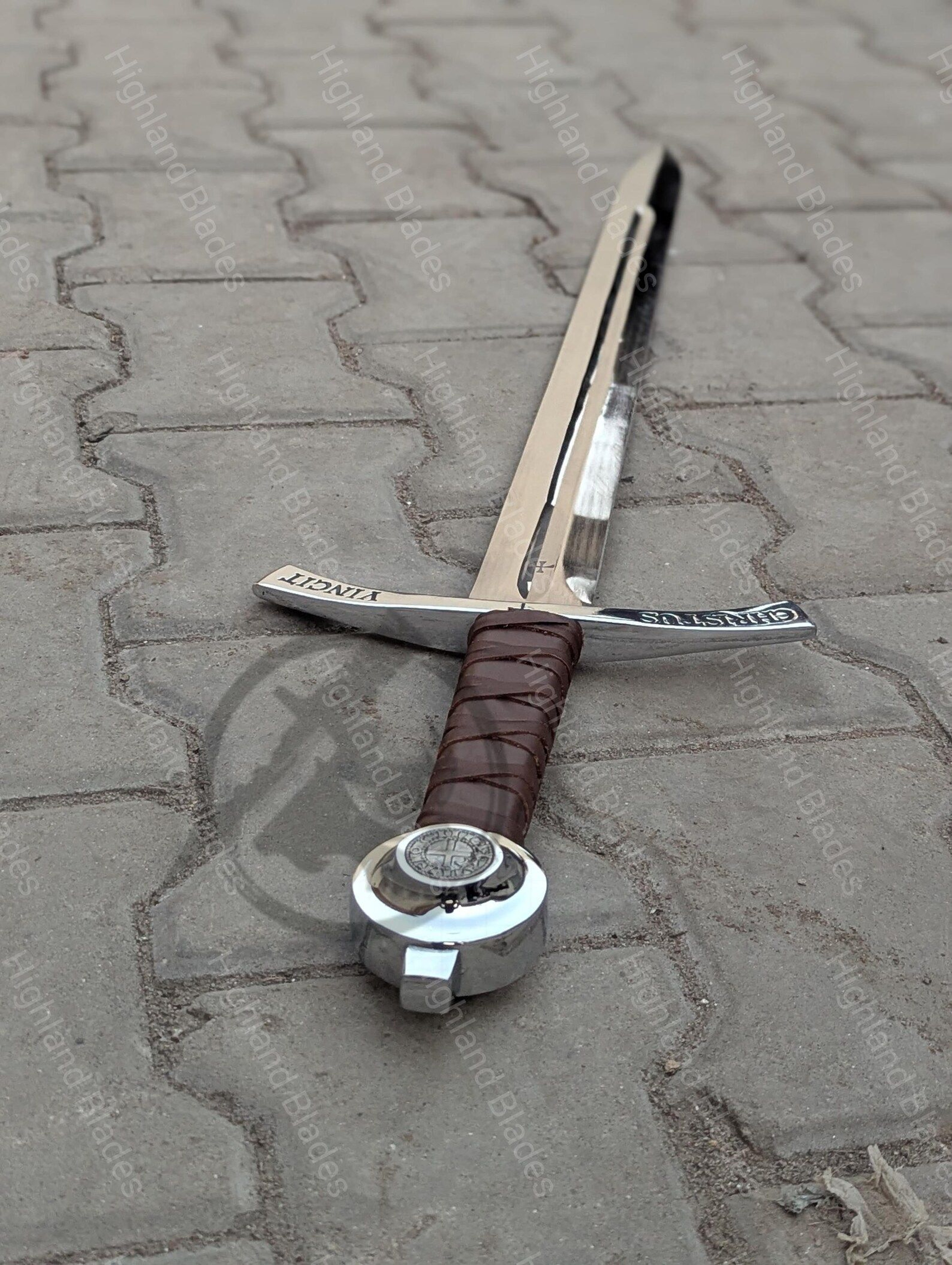 Faithkeeper Knight Sword 36 Polished Stainless Steel Collectible With Leather Scabbard Ideal 3